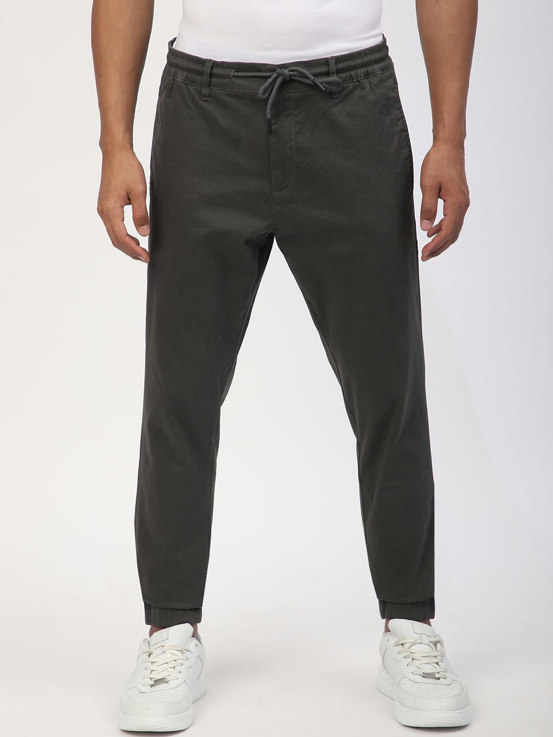 

R&B Men Cotton Joggers Casual Trousers, Green