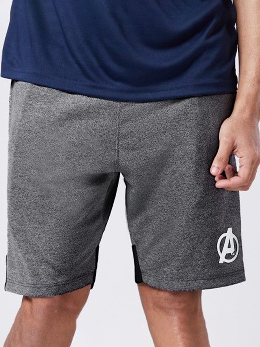 

The Souled Store Men Printed Avengers Mid-Rise Running Shorts, Grey