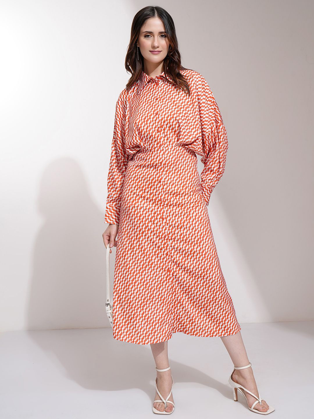 

Tokyo Talkies Womens Shirt Midi Dress, Orange