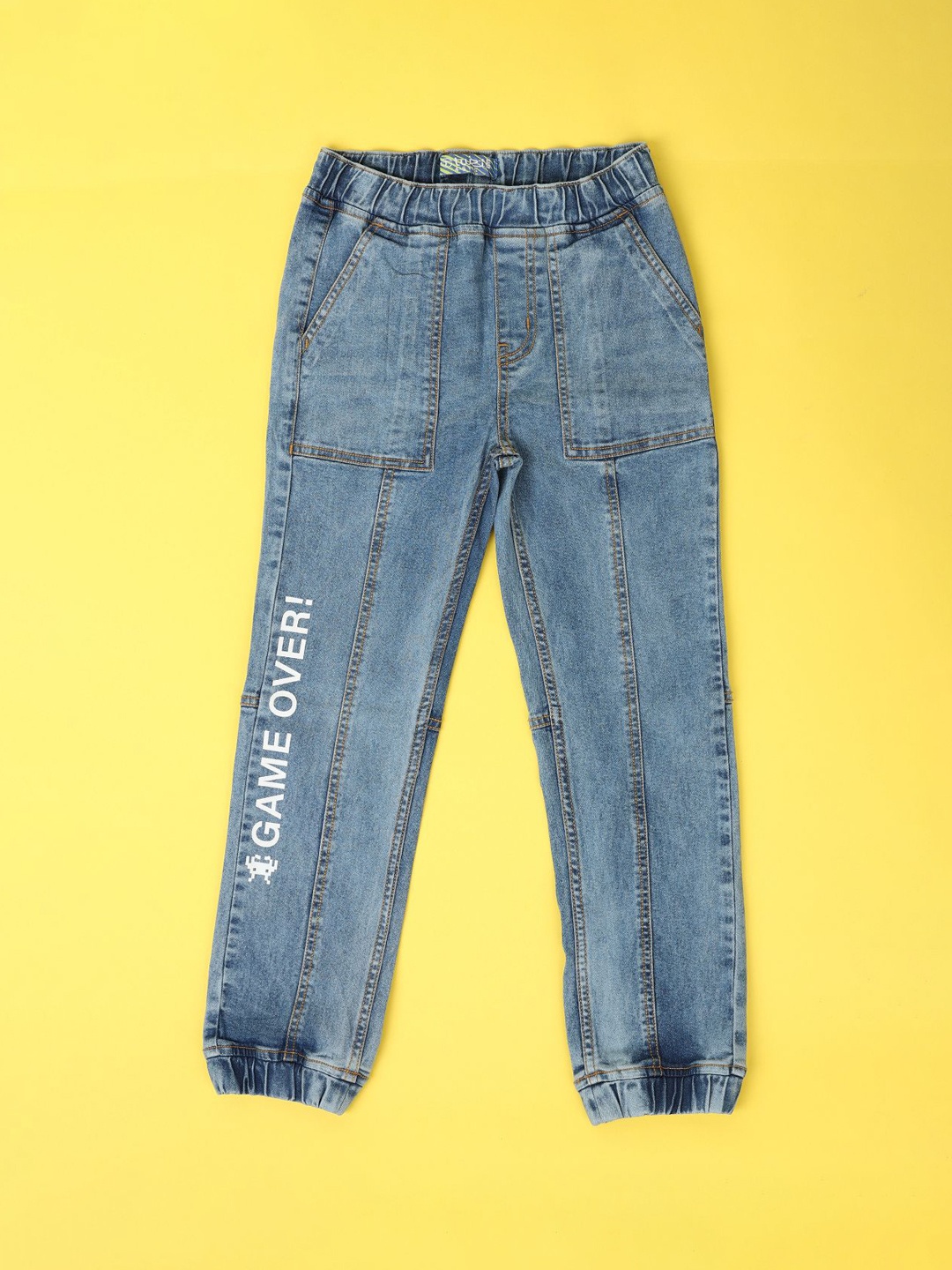 

V-Mart Boys Cotton Jogger Heavy Fade Stretchable Jeans, Blue
