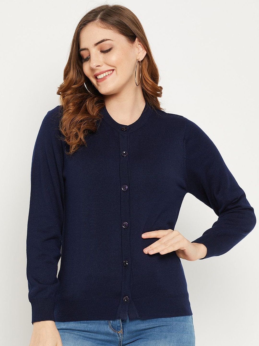 

Zigo Women Woollen Cardigan, Navy blue