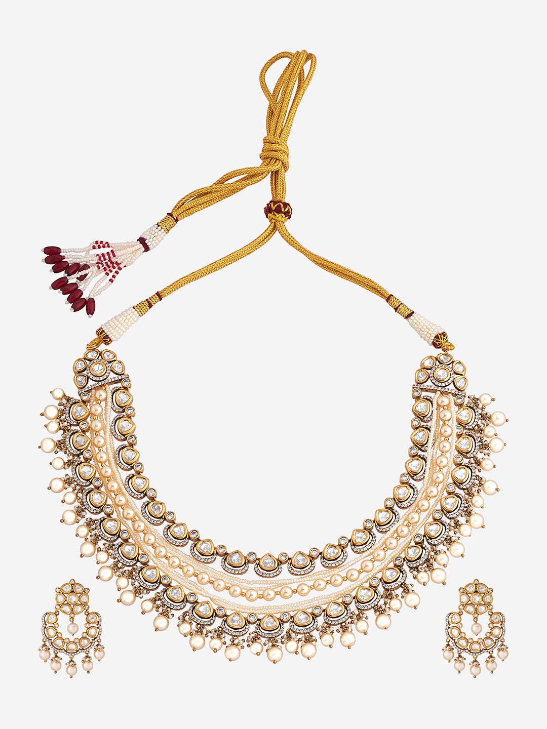 

Kushal's Fashion Jewellery Women Kundan Studded & Beaded Jewellery Set, White