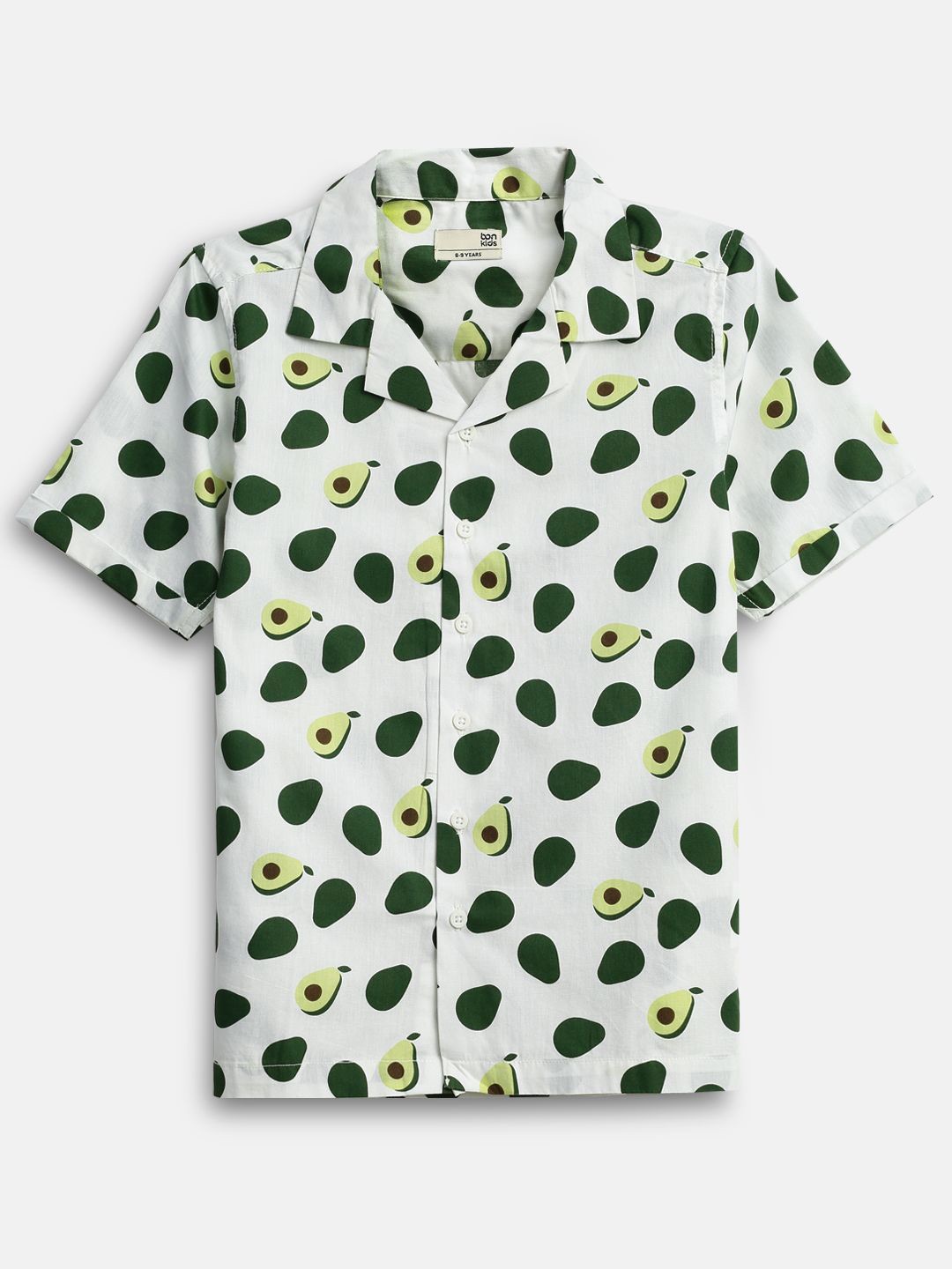 

BONKIDS Boys Spread Collar Conversational Printed Cotton Casual Shirt, White