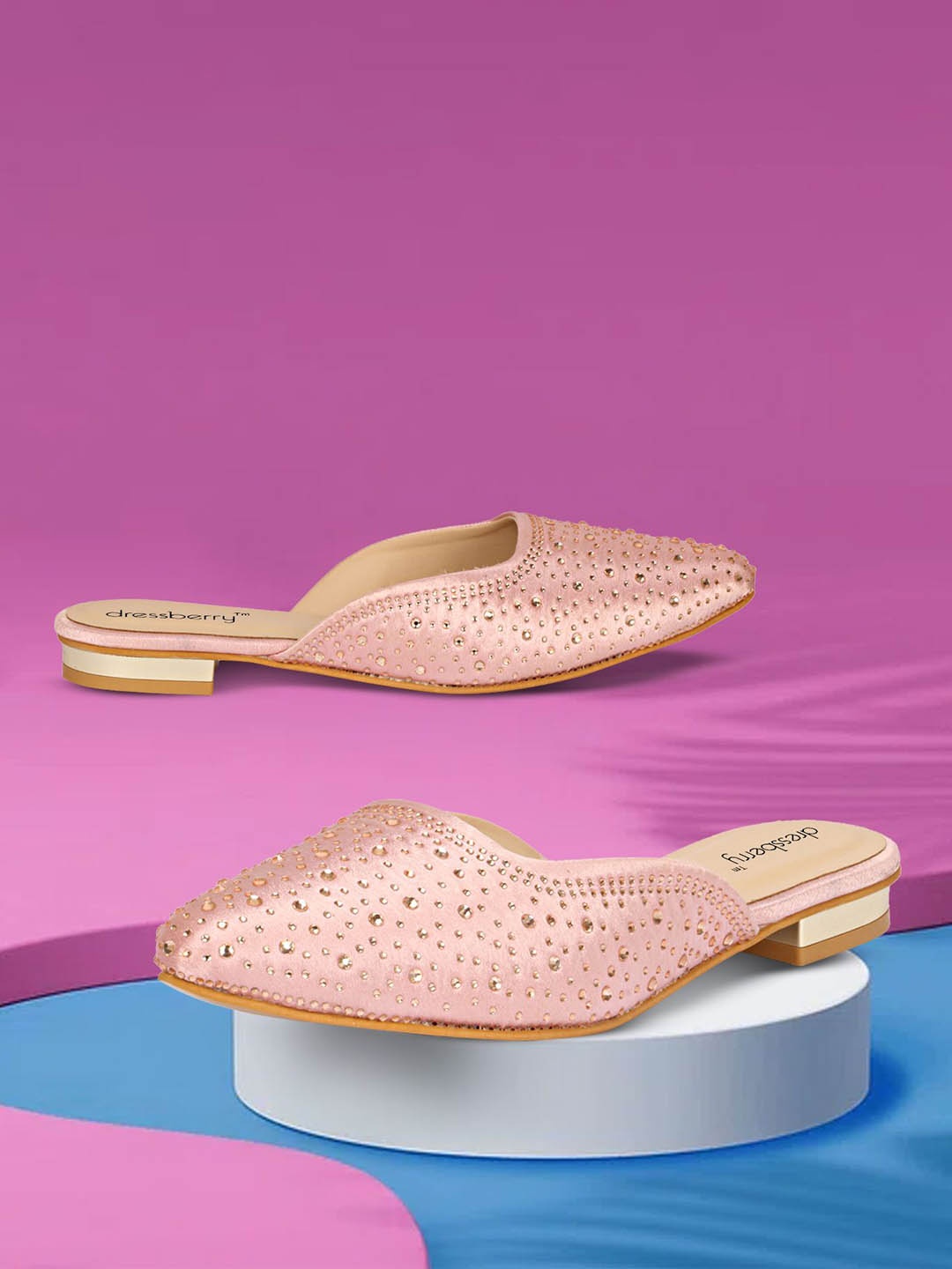 

DressBerry Women Party Mules Flats, Pink