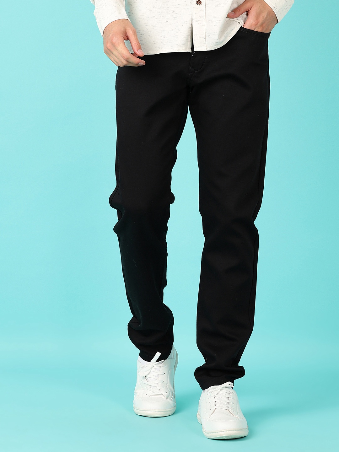 

V-Mart Men Chinos Regular Fit Trousers, Black