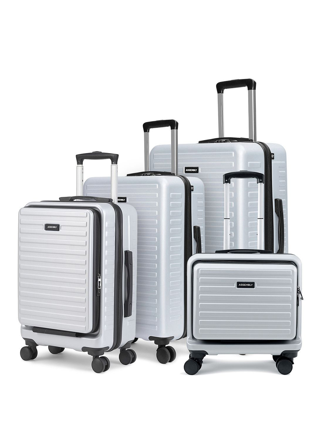 

Assembly Unisex Set Of 4 Hard-Sided Trolley Bag, Silver