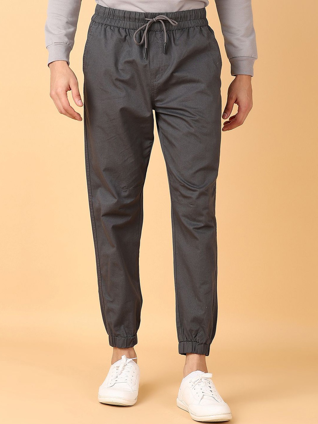 

V-Mart Men Regular Fit Cotton Joggers Trousers, Grey