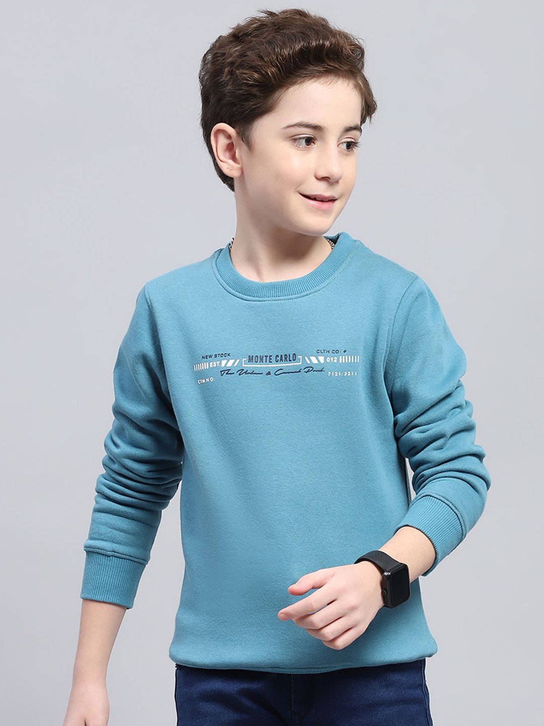 

Monte Carlo Boys Printed Round Neck Pullover Sweatshirt, Teal