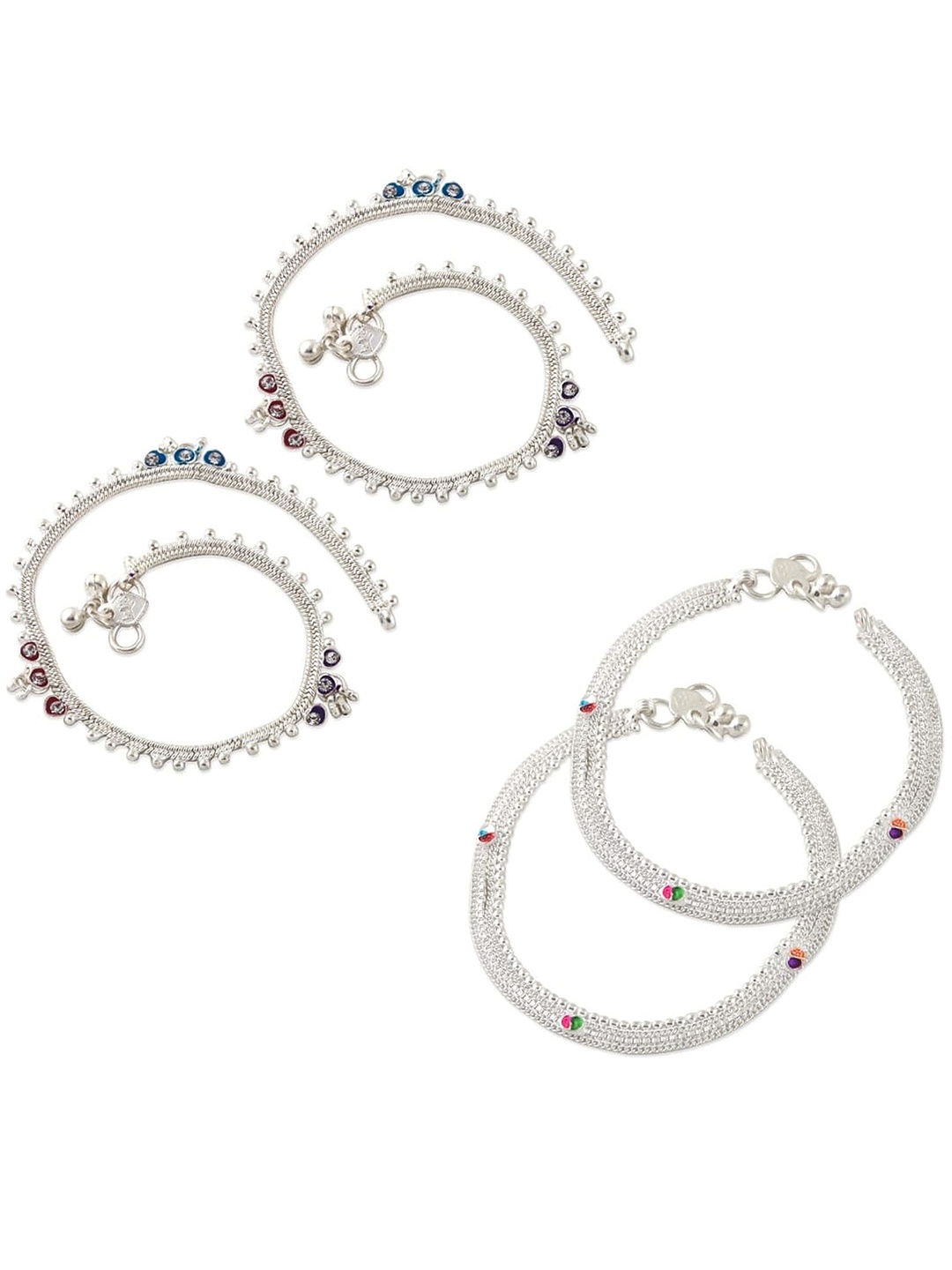 

Heer Collection Set Of 2 Silver-Plated Anklets