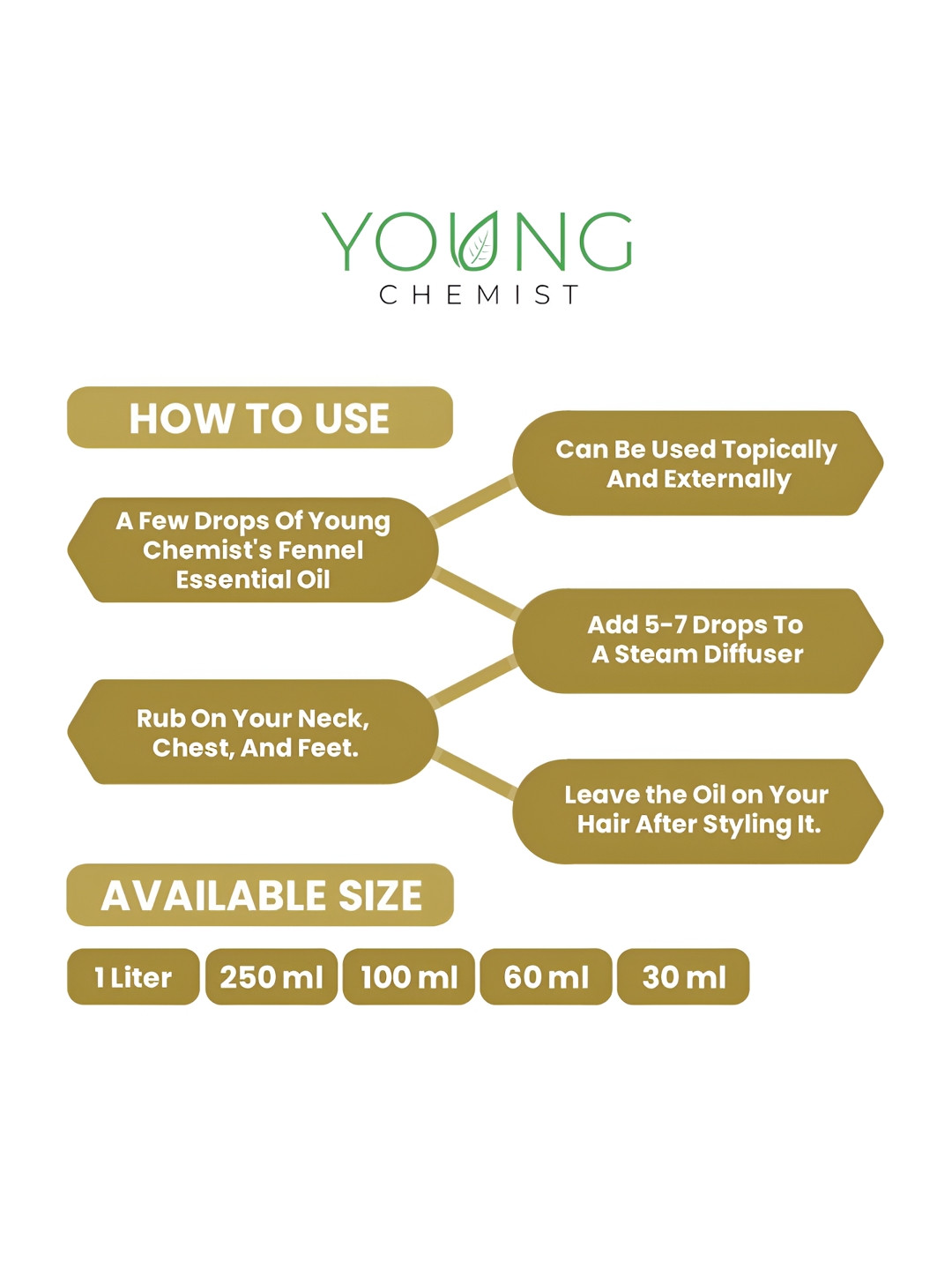 

YOUNG CHEMIST Fennel Essential Oil For Skin & Hair - 1 L, Brown