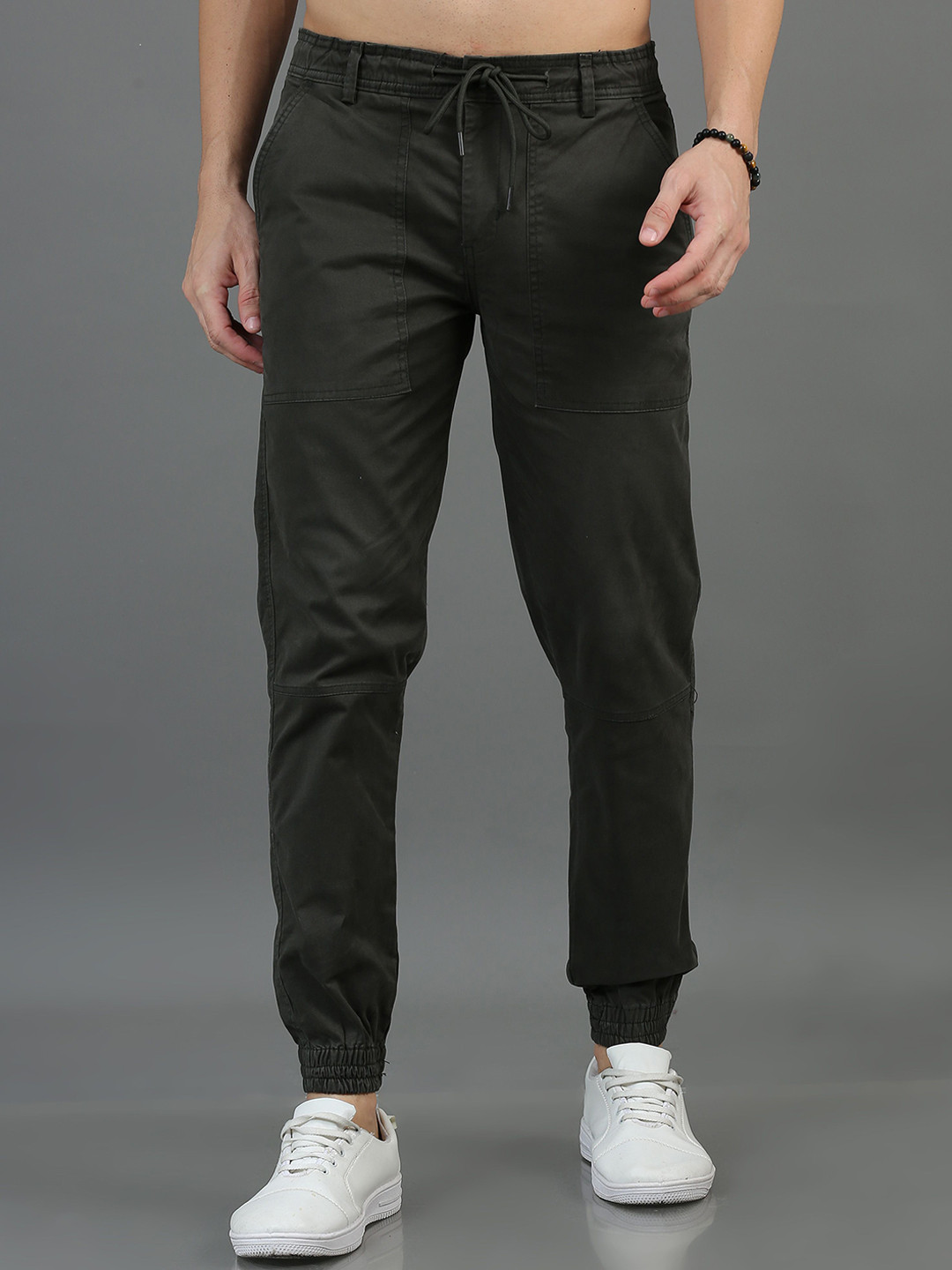 

CARBONN CLOTH Men Mid-Rise Cotton Joggers, Green