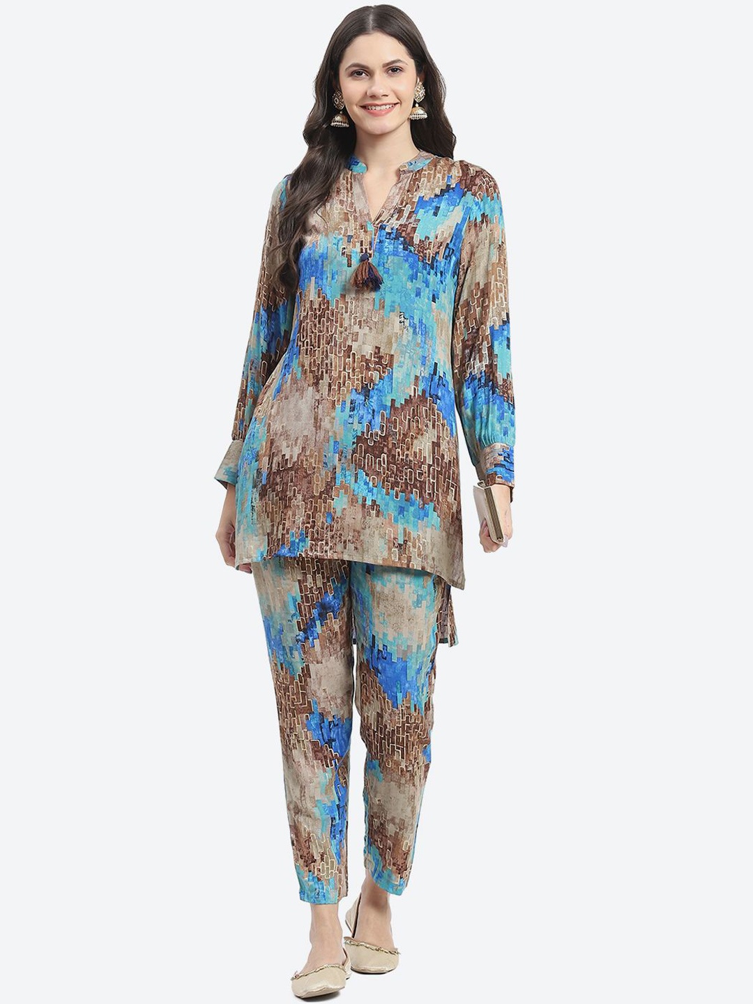 

Kurti's by Menka Printed Tunic & Trousers, Blue