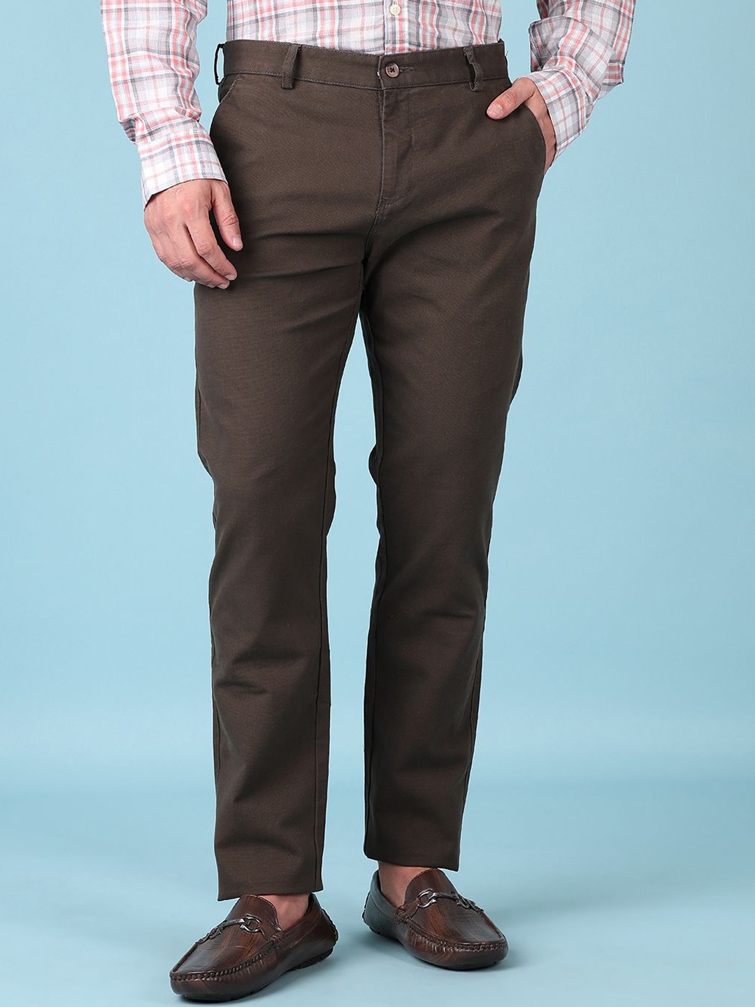 

V-Mart Men Mid-Rise Regular Fit Chinos Trousers, Brown