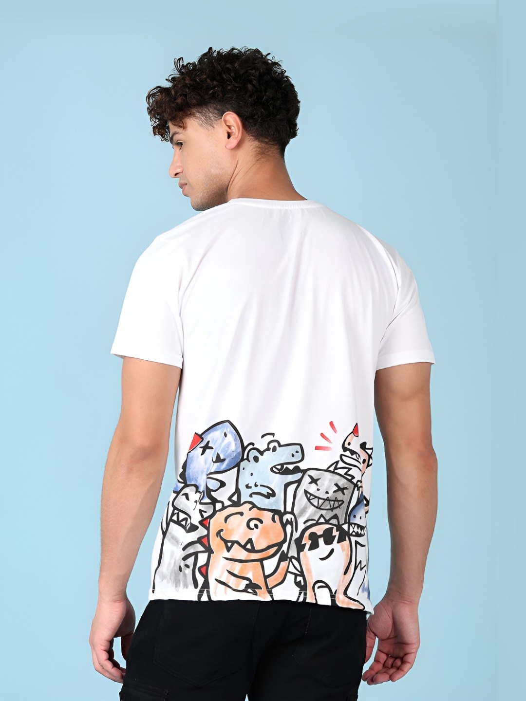 

V-Mart Men Graphic Printed Round Neck Cotton T-shirt, White