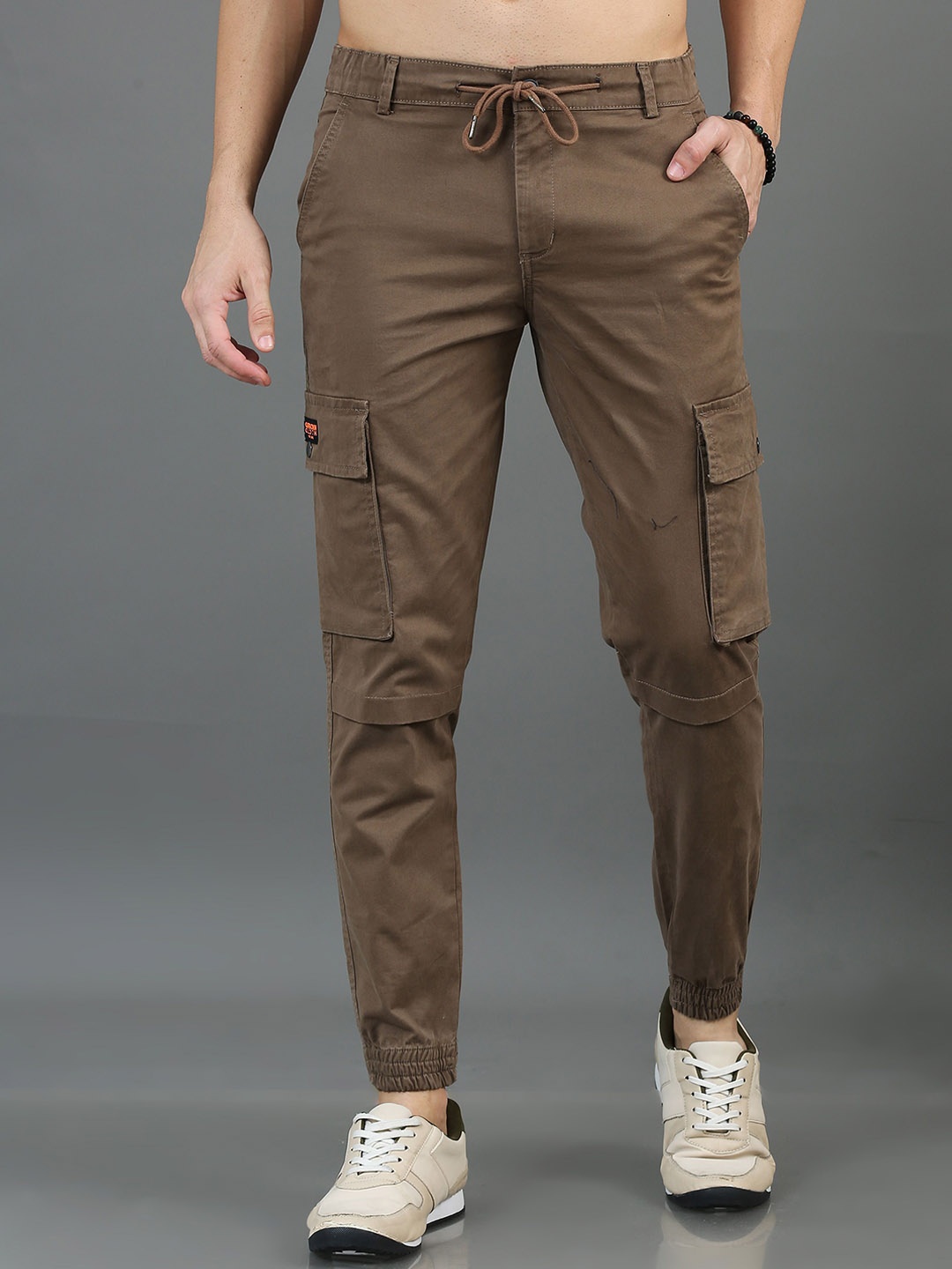 

CARBONN CLOTH Mens Cotton Cargos Trousers, Brown