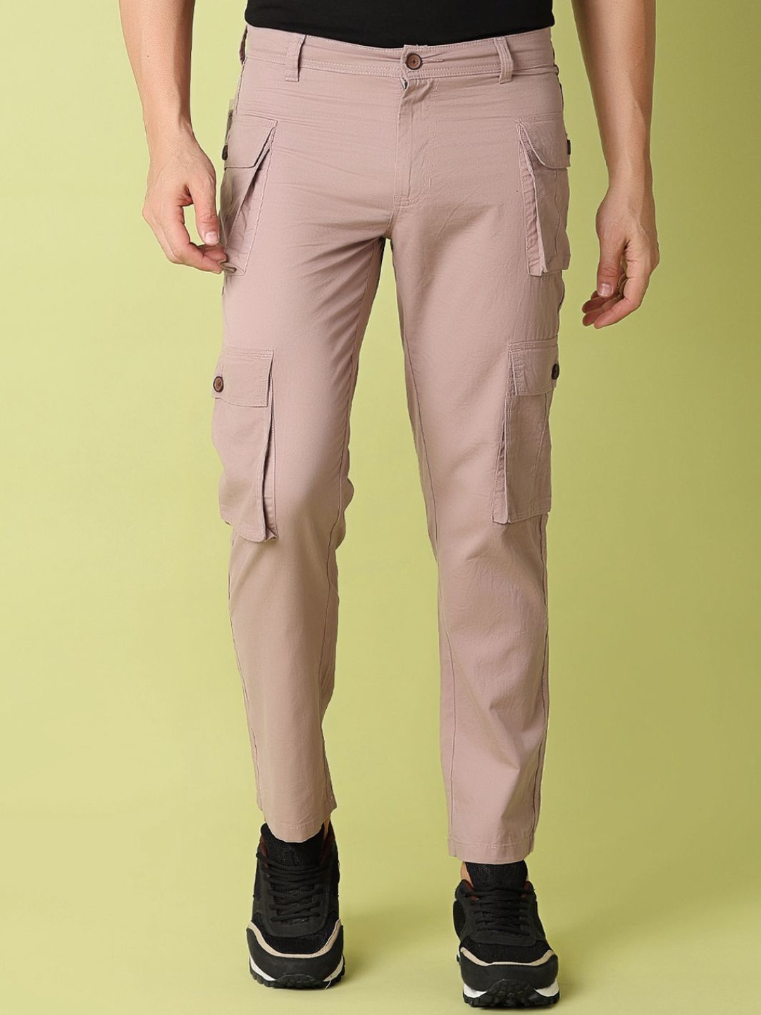

V-Mart Men Regular Fit Cargos Trousers, Pink