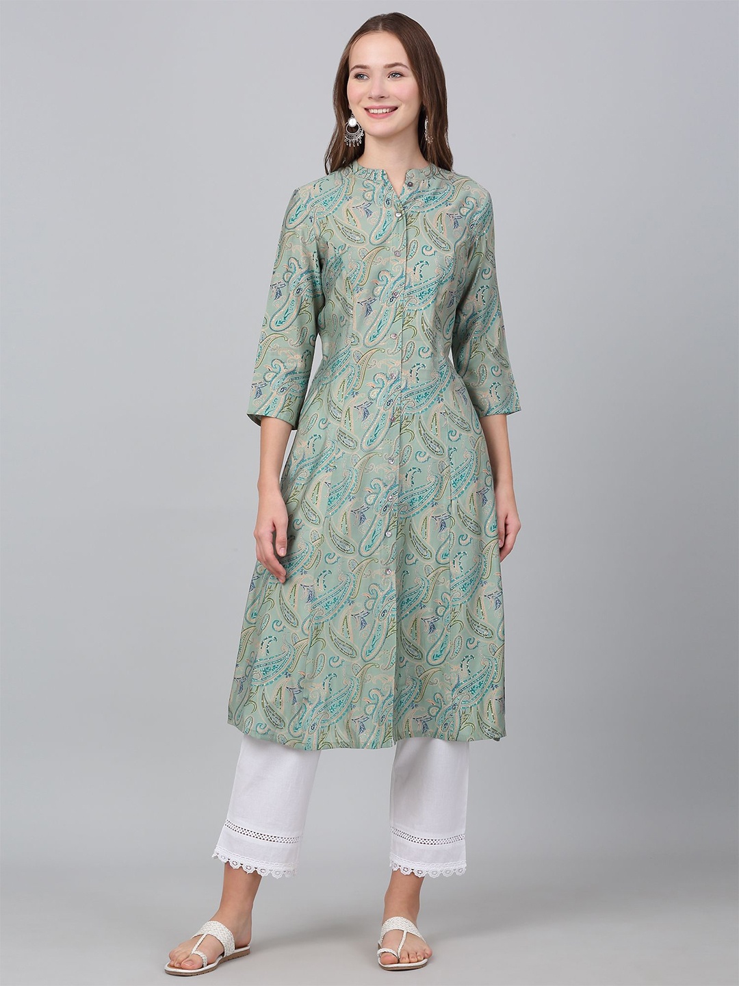 

Cantabil Women Ethnic Motifs Printed Kurta, Green