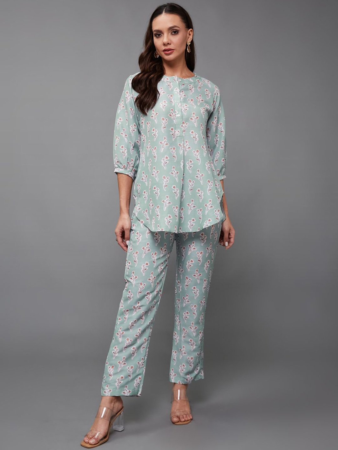 

COLORCART Printed Top & Trousers Co-Ords Set, Blue