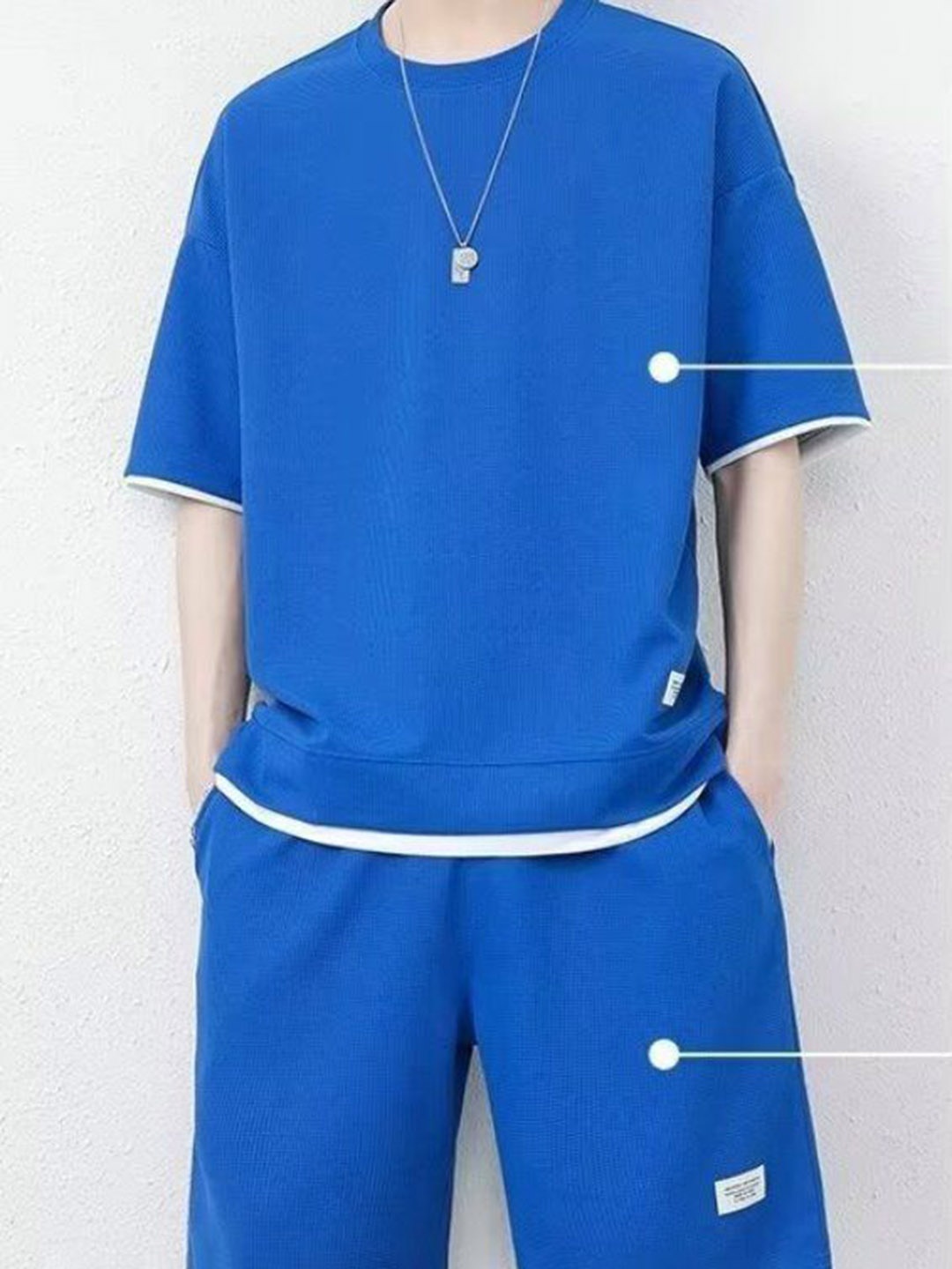 

StyleCast Round Neck Short Sleeves T-Shirt With Shorts Co-Ords, Blue
