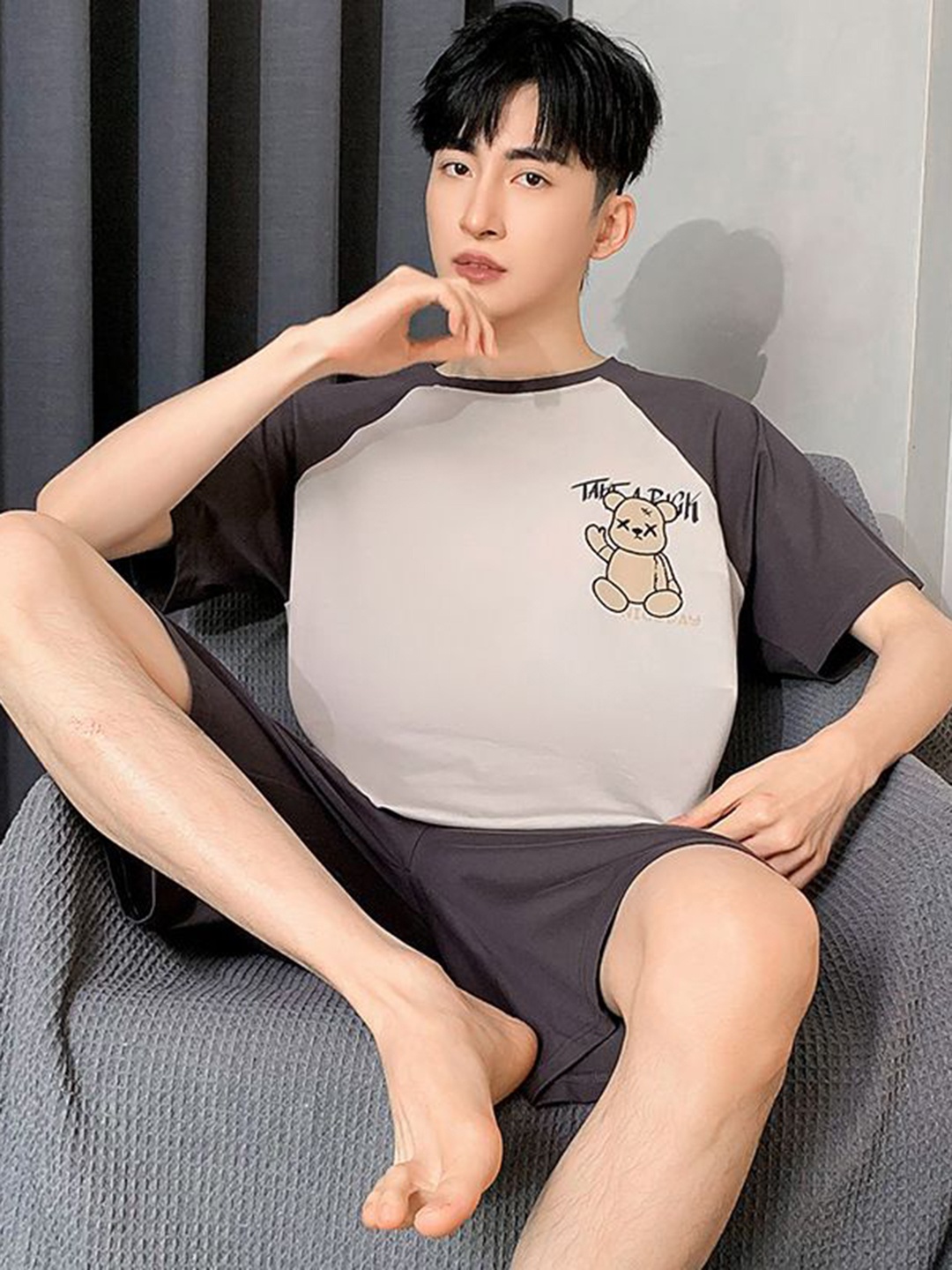 

StyleCast Printed T-Shirt With Shorts Night Suit, Grey