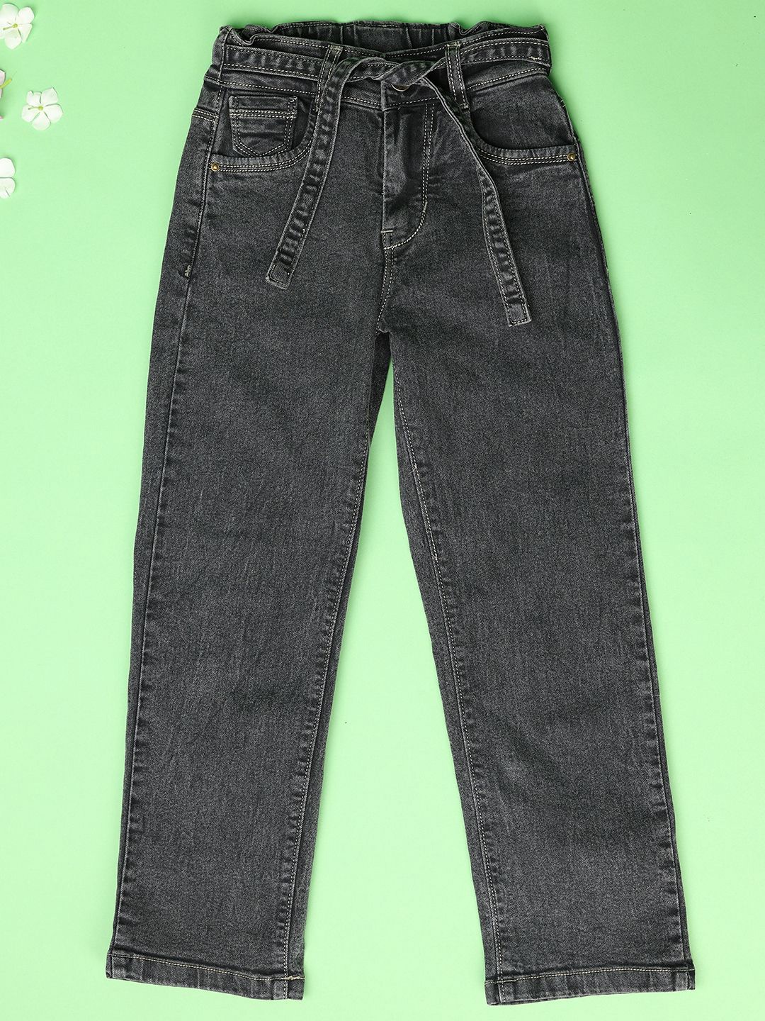 

V-Mart Girls Straight Fit Stretchable Jeans, Grey