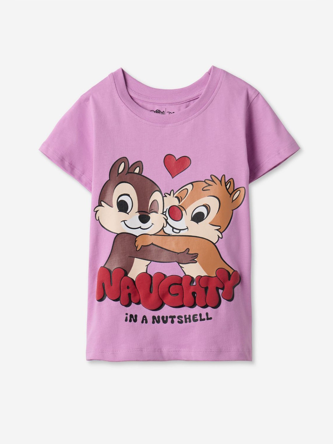

The Souled Store Girls Graphic Printed Round Neck Cotton T-shirt, Pink