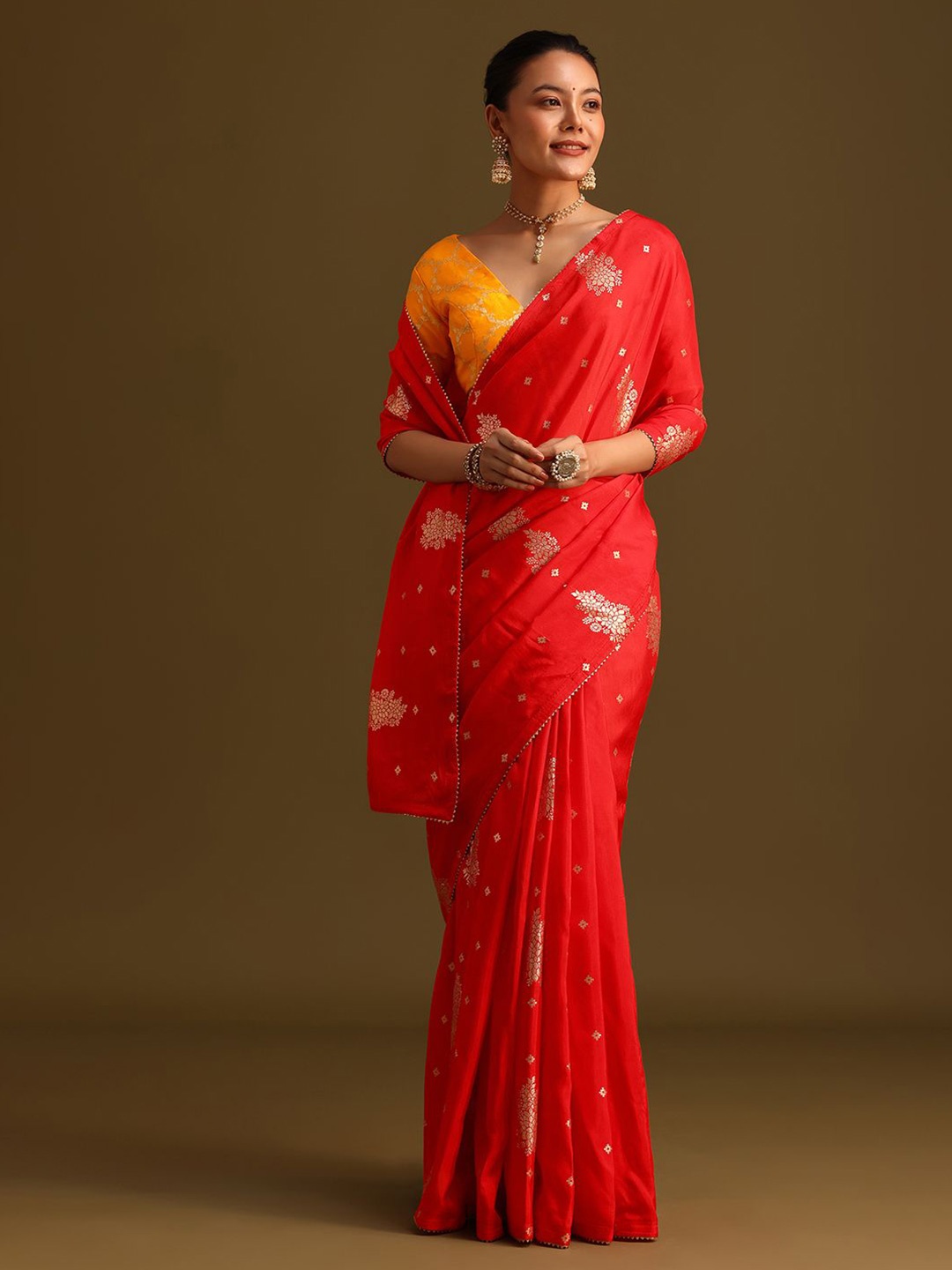 

KALKI Fashion Ethnic Motifs Woven Design Zari Saree, Red