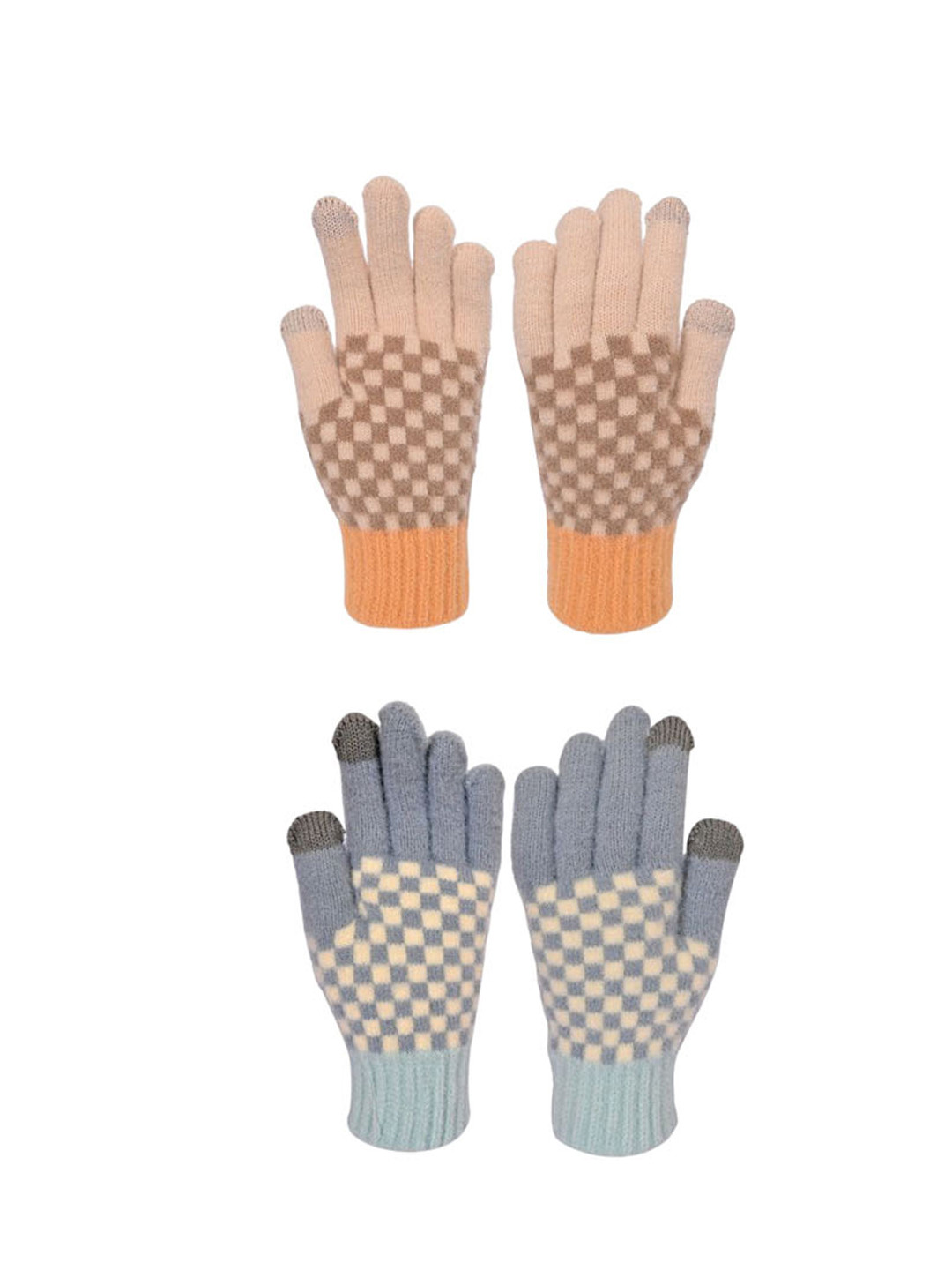 

LOOM LEGACY Women Pack of 2 Patterned Acrylic Touchscreen Winter Gloves, Blue