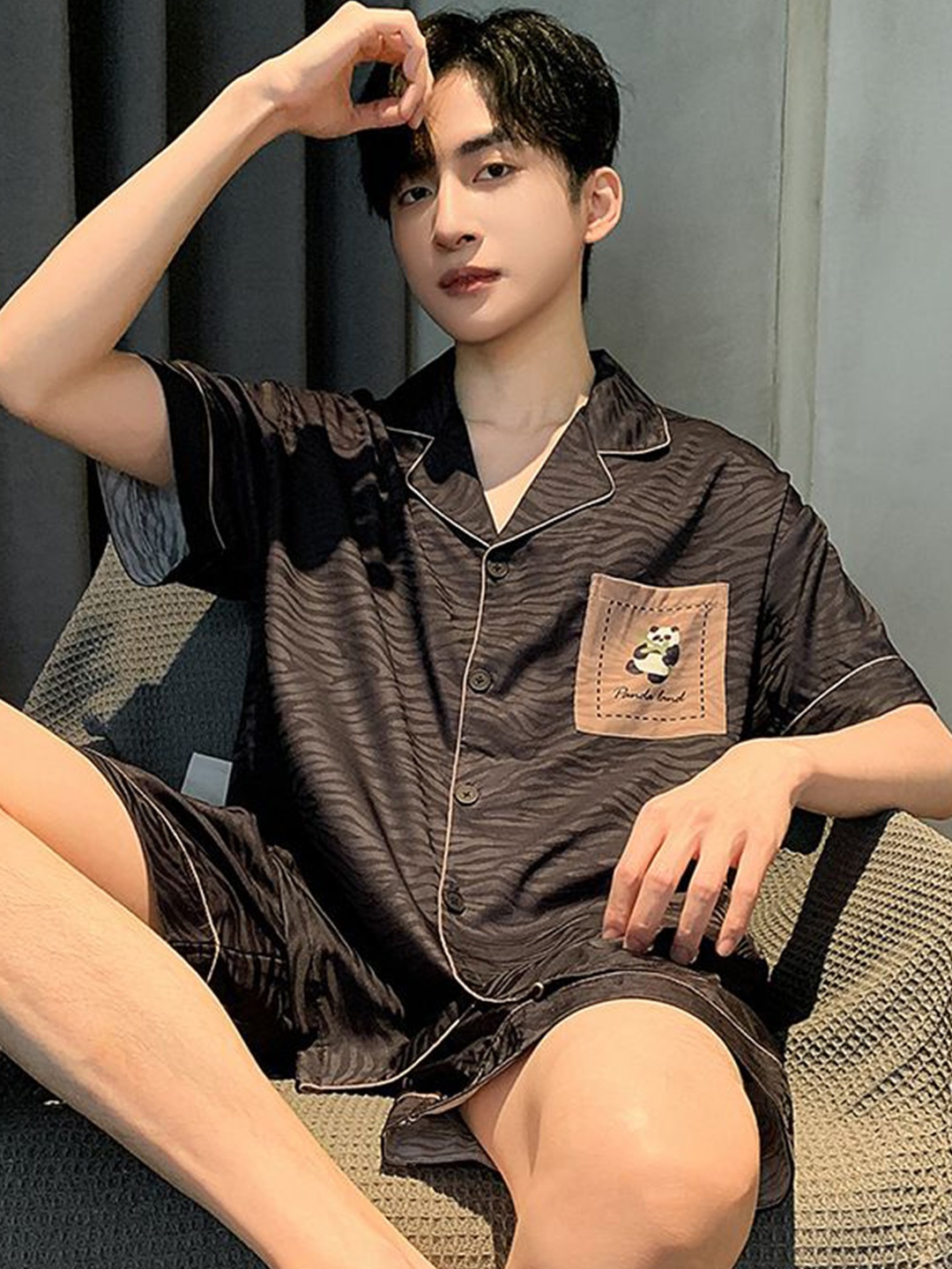 

StyleCast Brown Striped Printed Shirt & Shorts