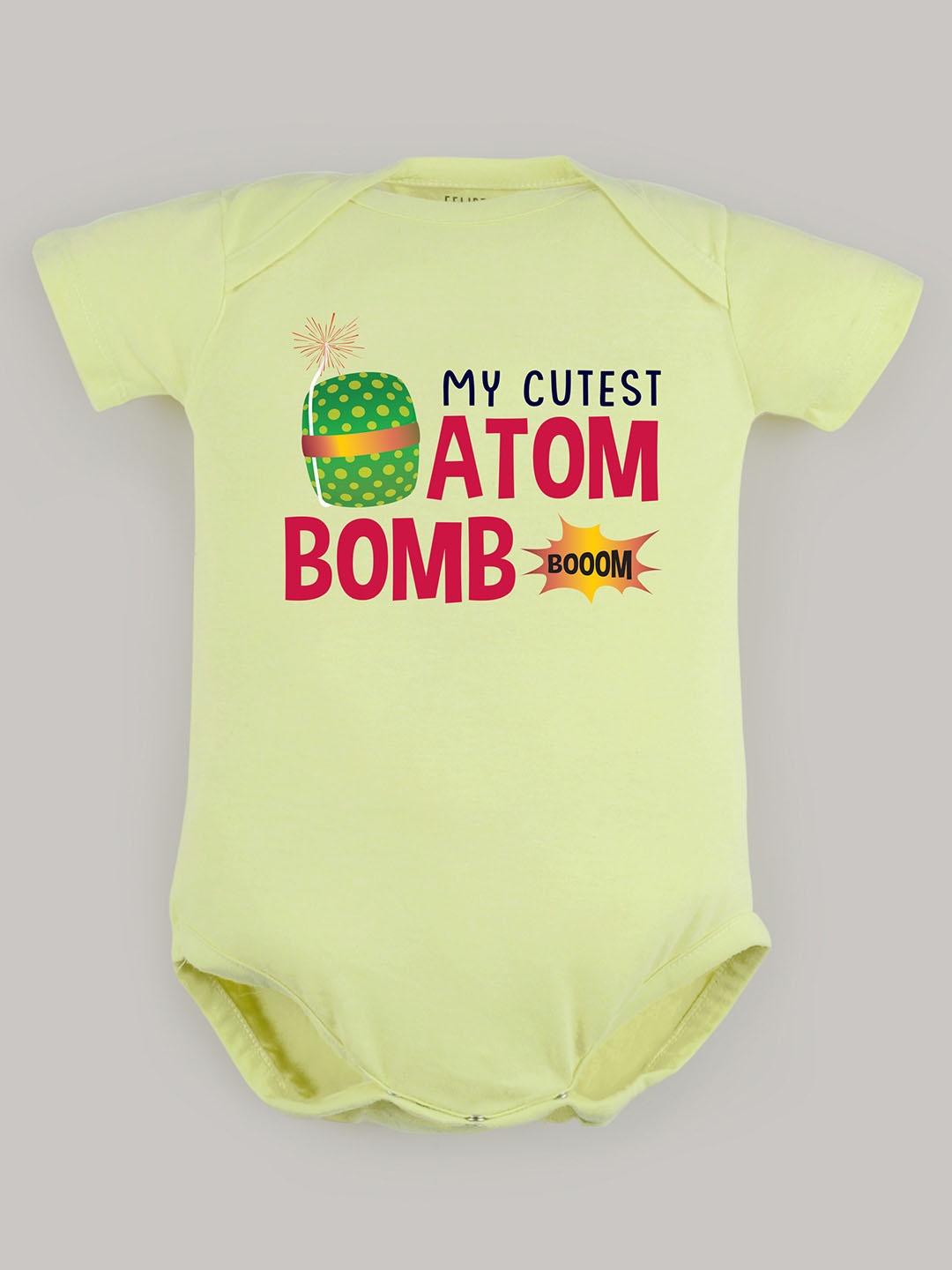

FFLIRTYGO Infant Printed Pure Cotton Bodysuit, Yellow