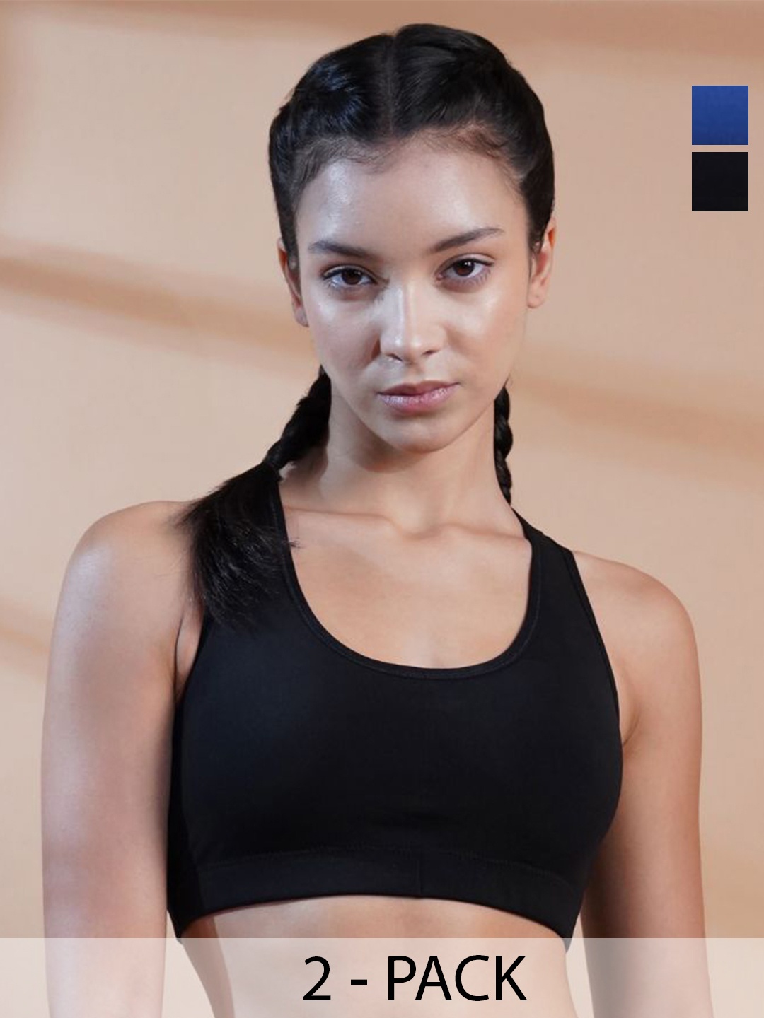 

INGRID Women Breathable Fabric Cotton Everyday Non Wired High Impact Gym Bras, Black