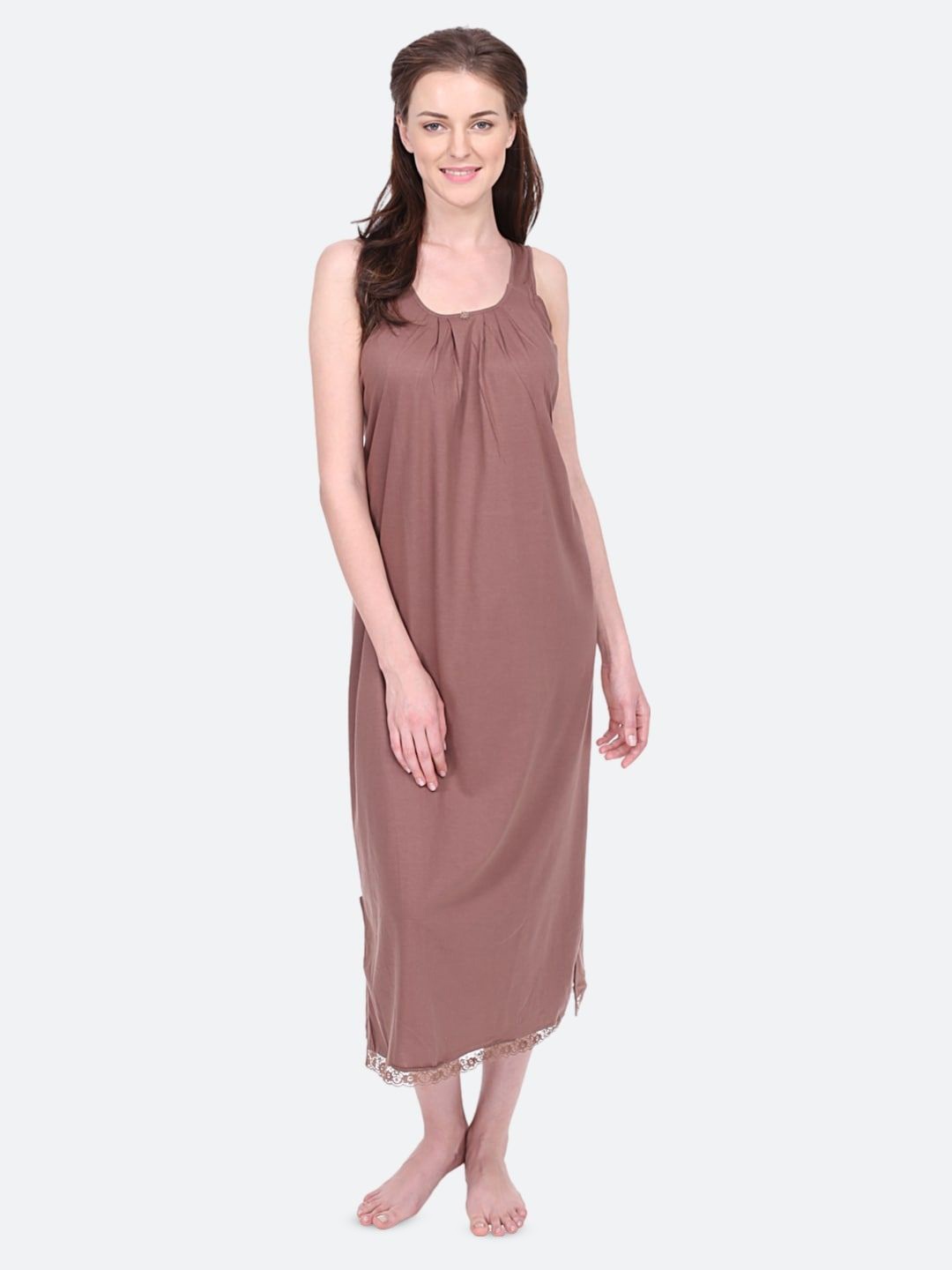 

RedRose Women Maxi Pure Cotton Nightdress, Brown