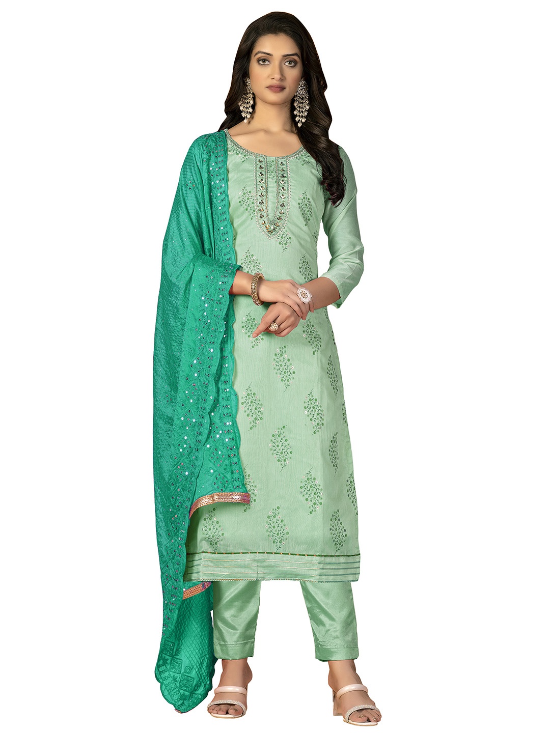 

Maroosh Embroidered Unstitched Dress Material, Green