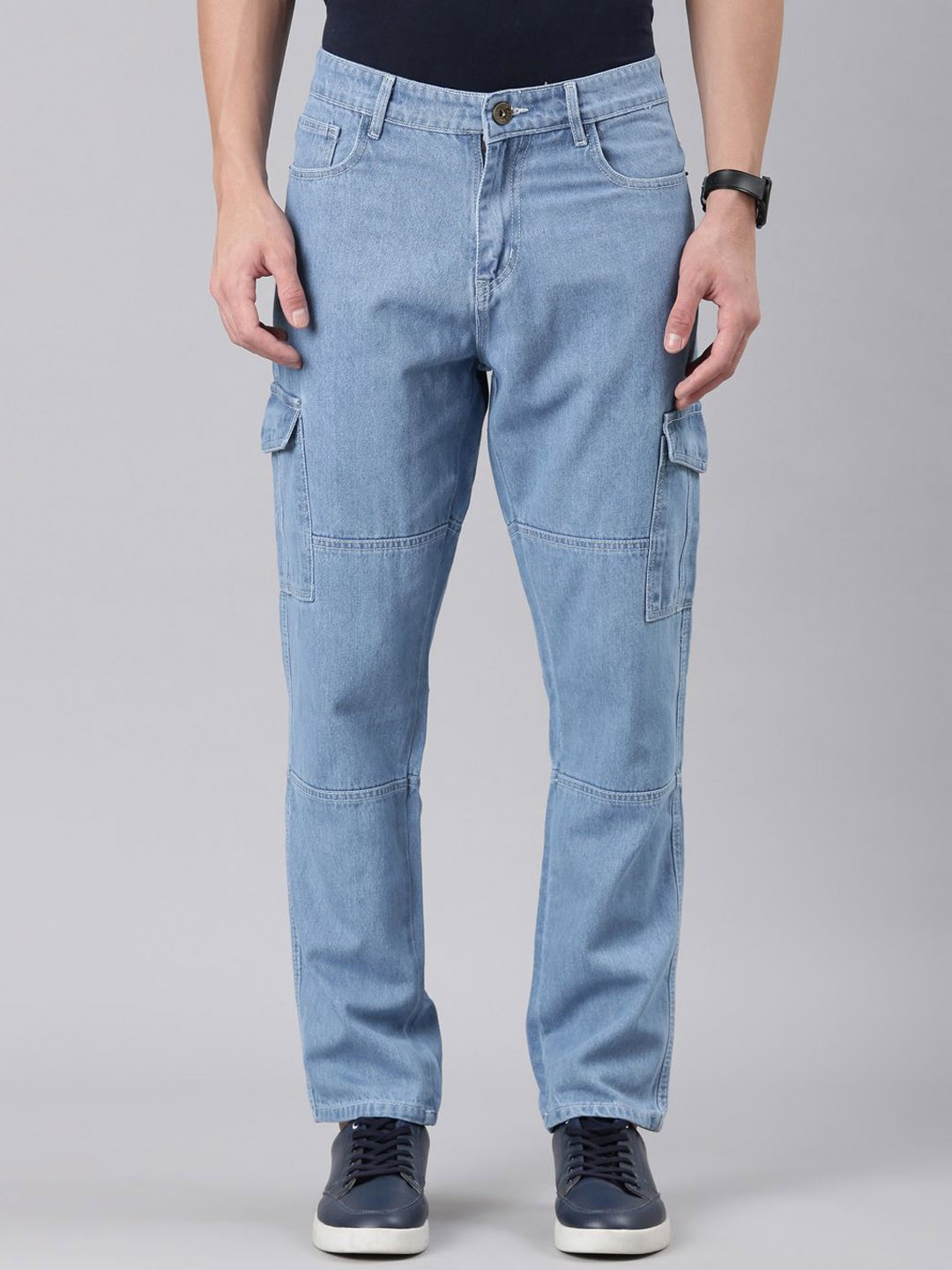 

CINOCCI Men Cotton Relaxed Fit Jeans, Blue