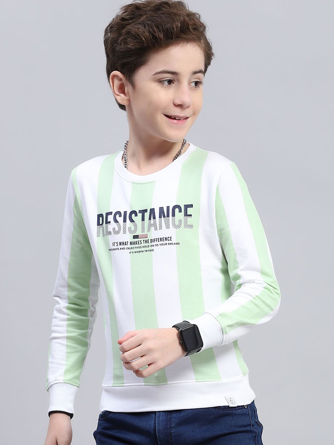 

Monte Carlo Boys Cotton Round Neck Typography Printed Sweatshirt, White