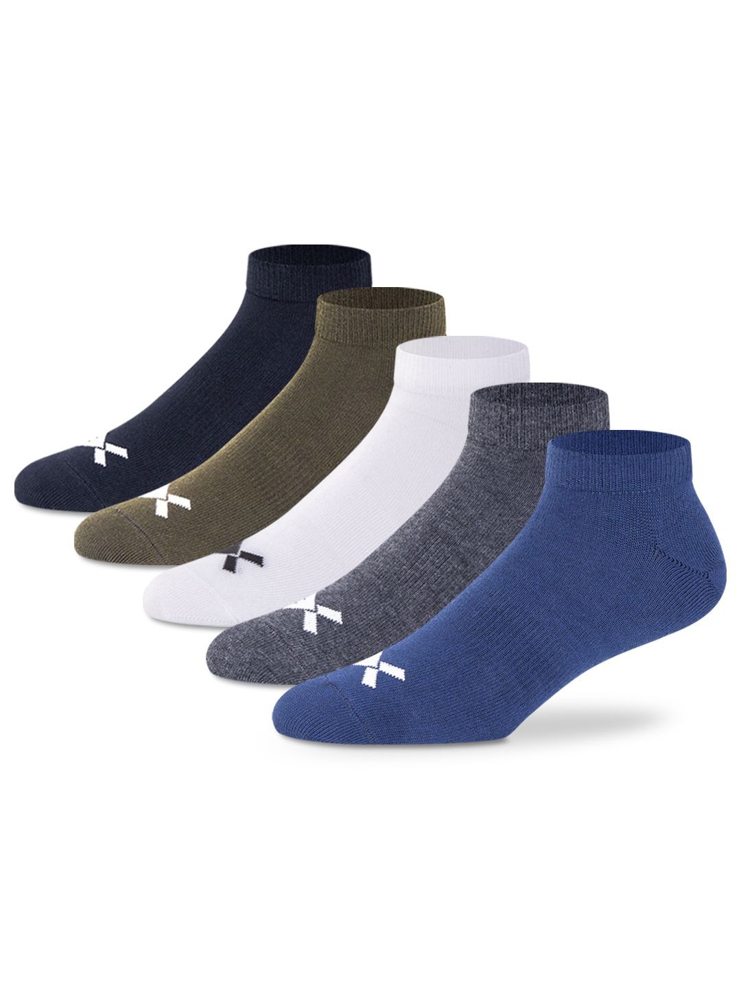 

HRX by Hrithik Roshan Men Pack Of 5 Cotton Ankle-Length Socks, Blue