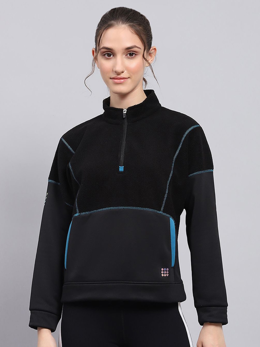 

rock.it Women Long Sleeves Mock Collar Sweatshirt, Black