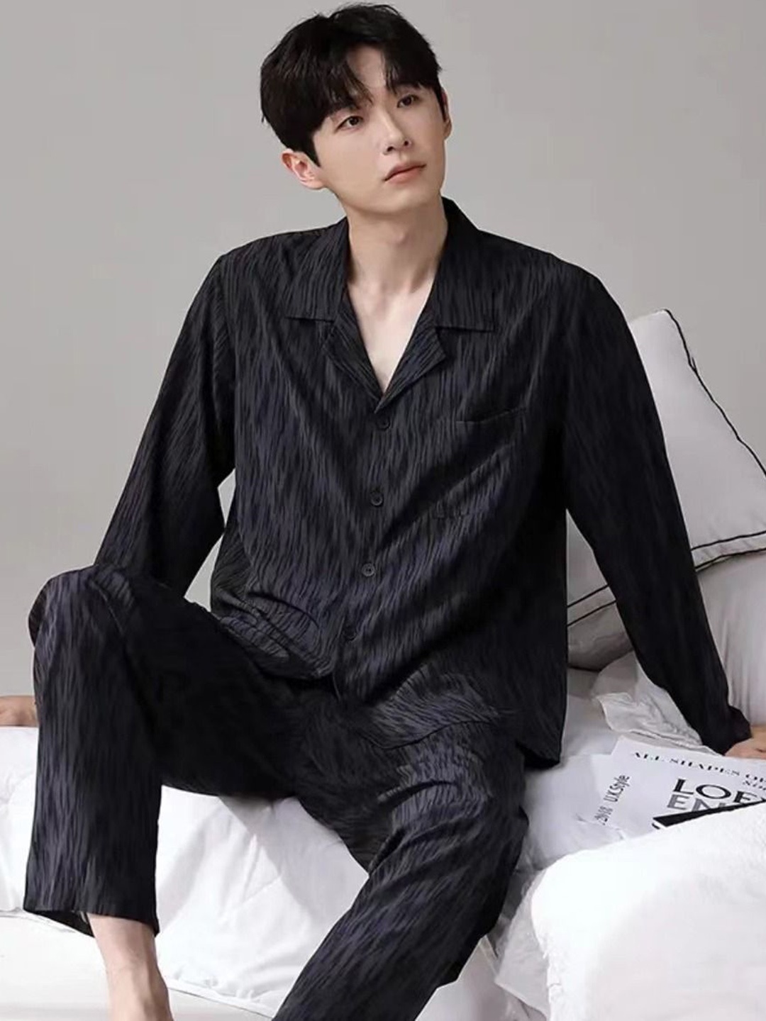 

StyleCast Black Shirt Collar Long Sleeves Shirt With Trousers