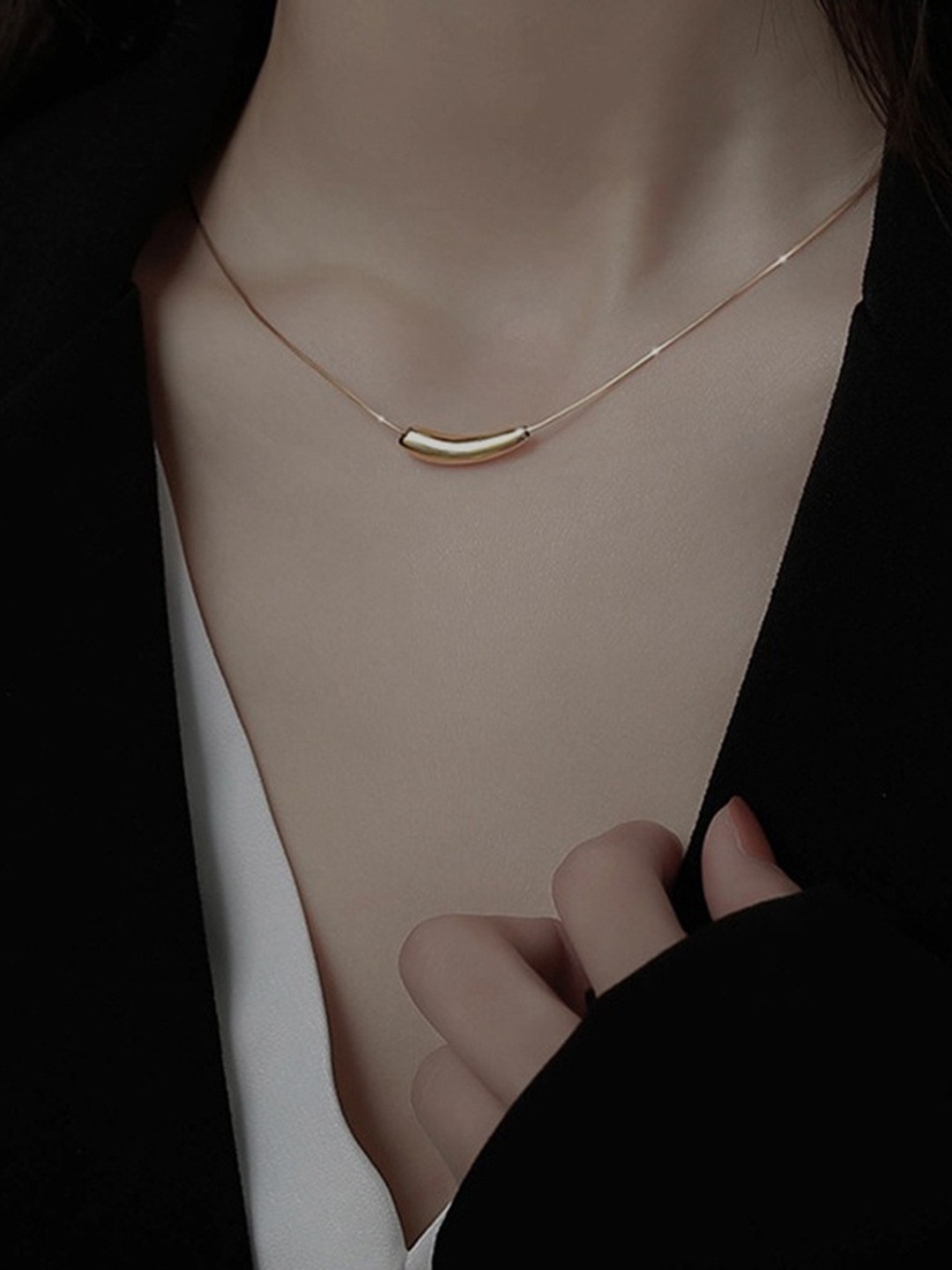 

MYKI Gold-Plated Contemporary Stainless Steel Cubic Zirconia Pendants with Chains