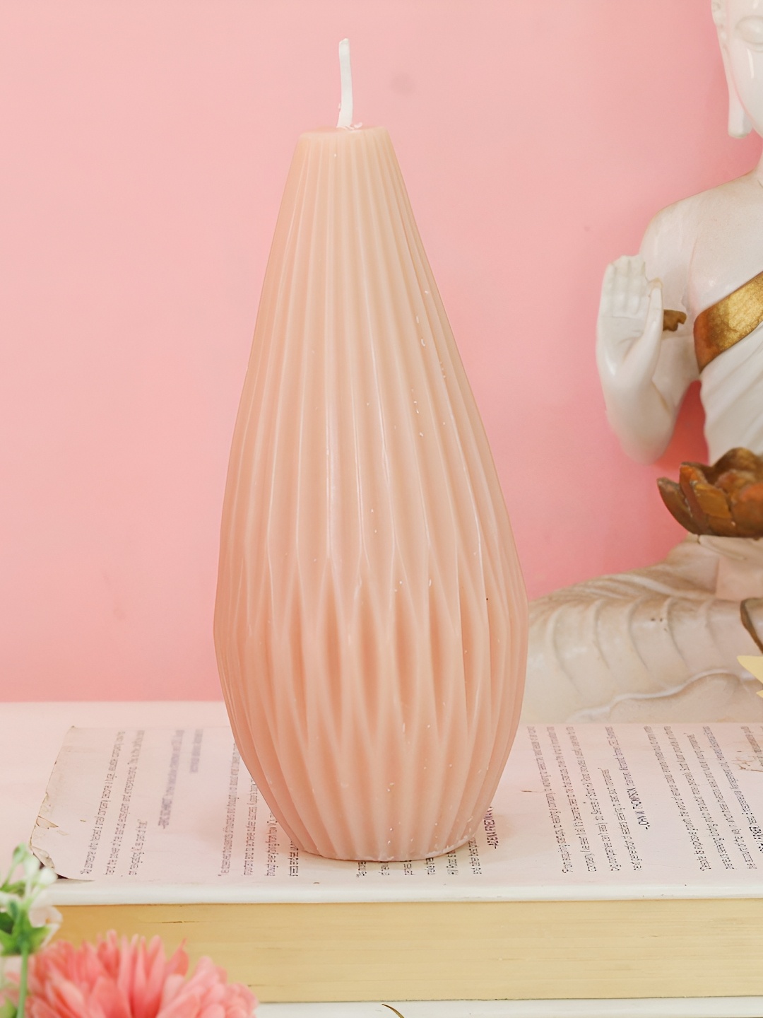 

TIED RIBBONS Pink Vanilla Milk Scented 24 Hours Burn Time Pillar Candle