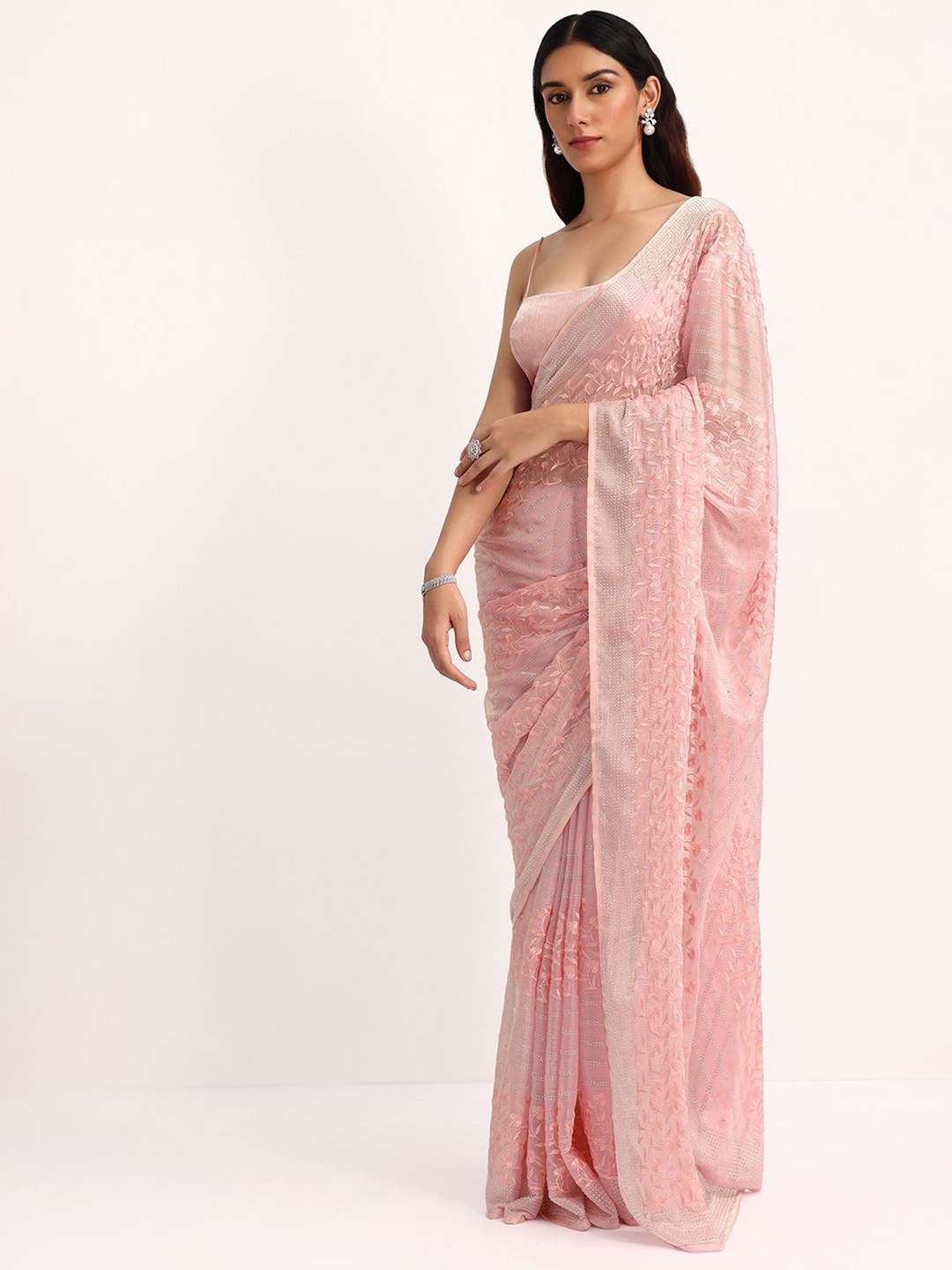 

KALKI Fashion Floral Embroidered Saree, Pink