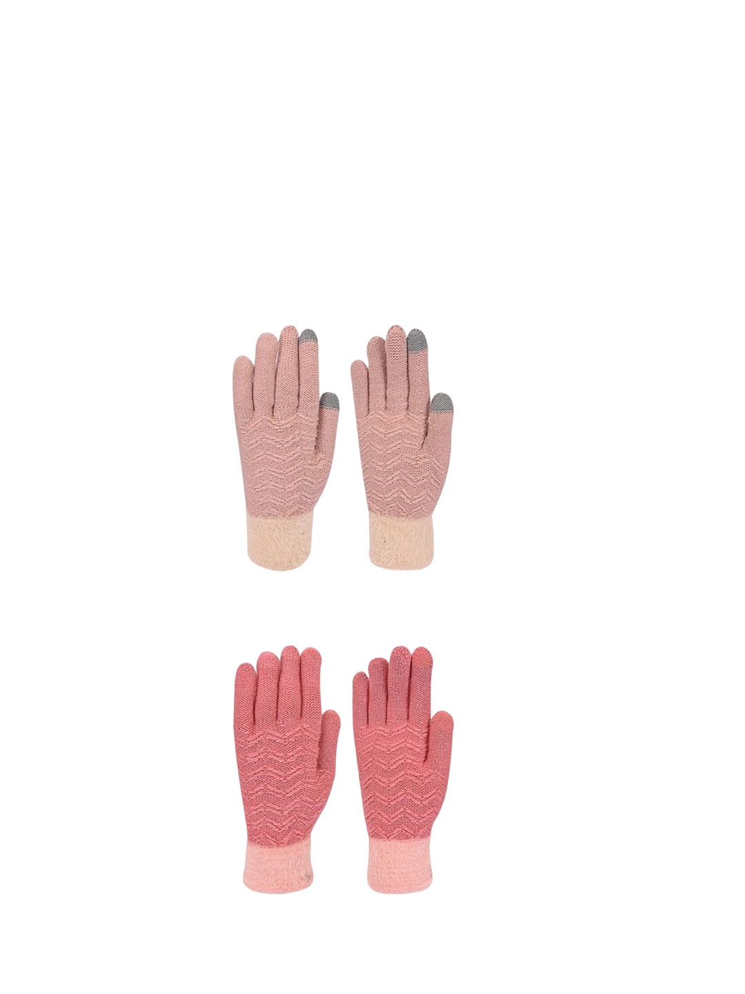 

LOOM LEGACY Women Pack of 2 Pair Touchscreen Winter Woollen Gloves, Pink