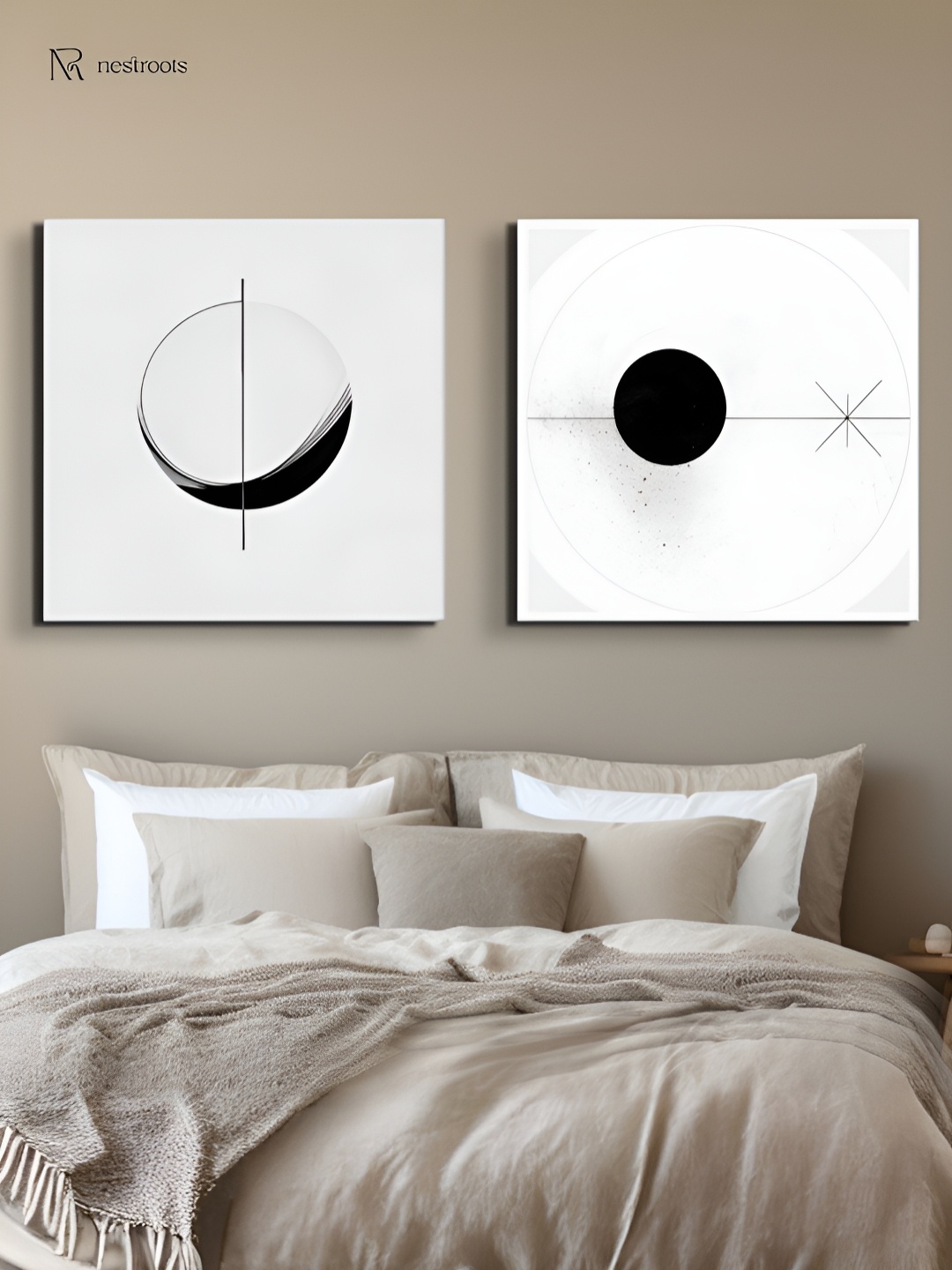 

nestroots Modern White & Black 2 Pieces Canvas Wall Paintings