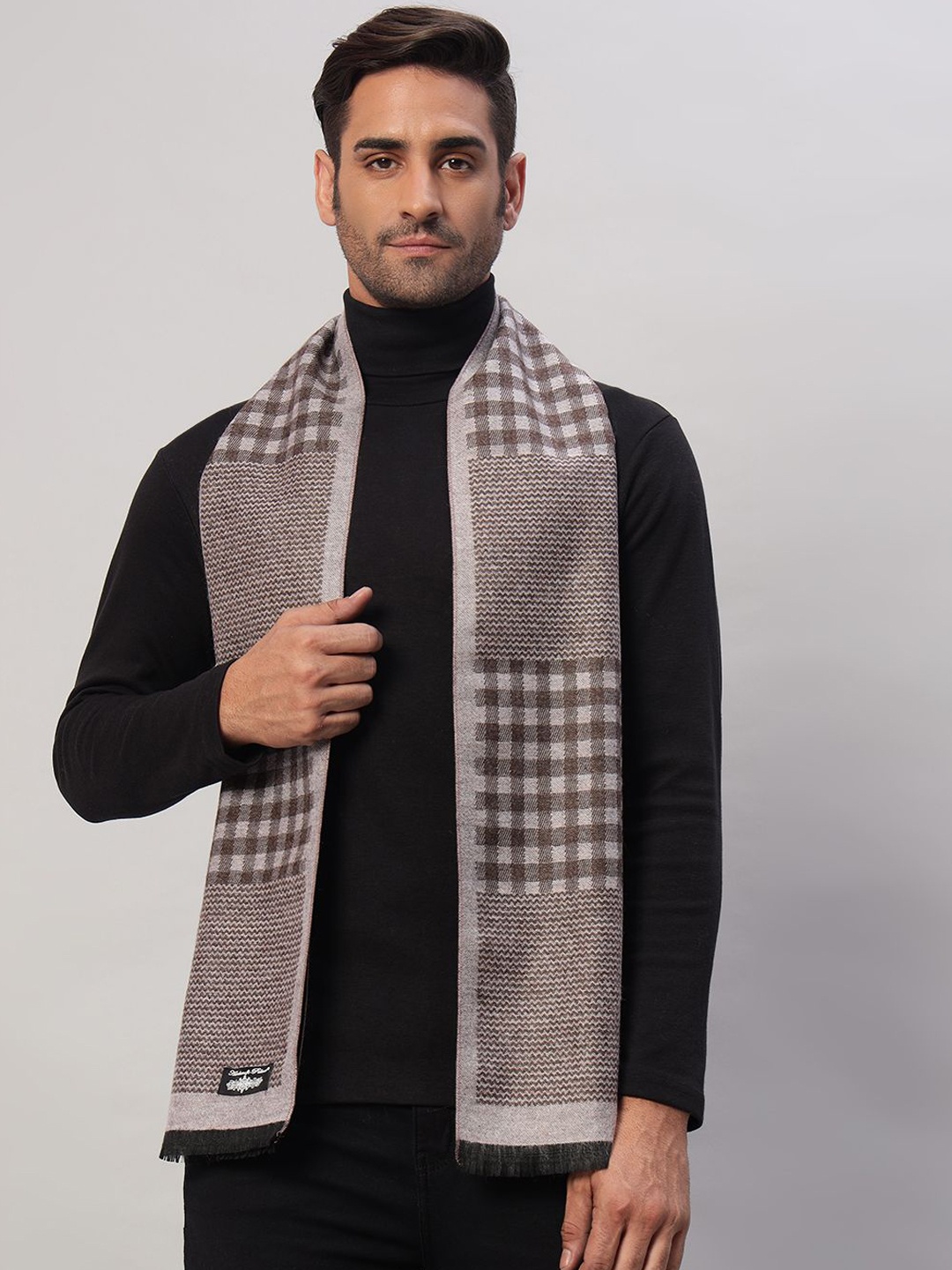 

HANDICRAFT PALACE Men Checked Wool Mufflers, Brown