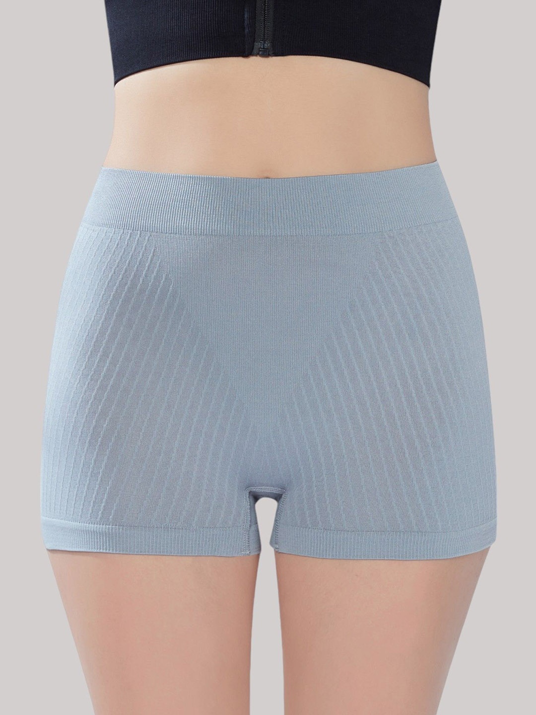 

PLUMBURY Mid-Rise Seamless Boy Shorts Briefs, Grey