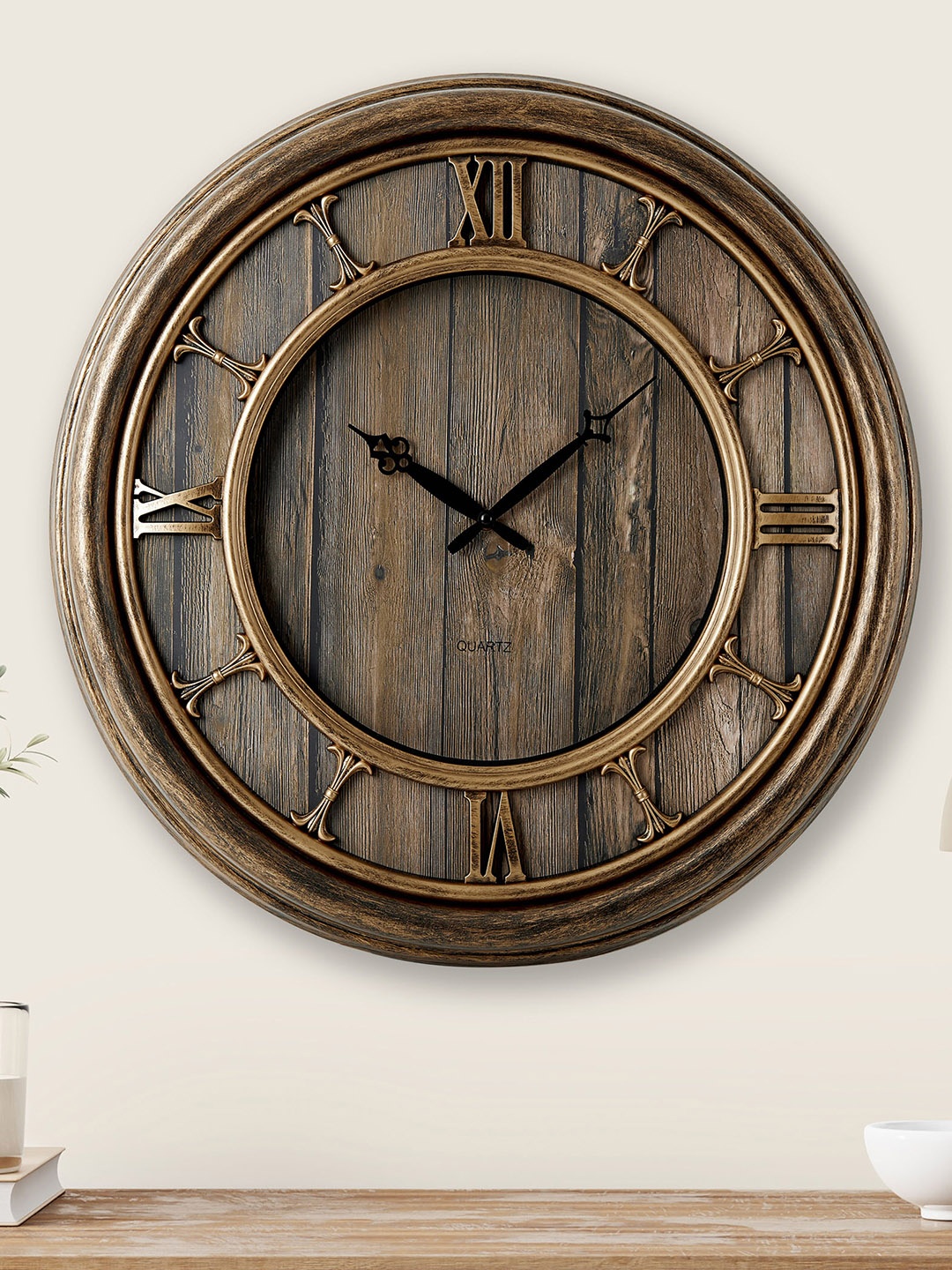 

Home Centre Corsica Fortune Brown Textured Round Contemporary Analogue Wall Clock