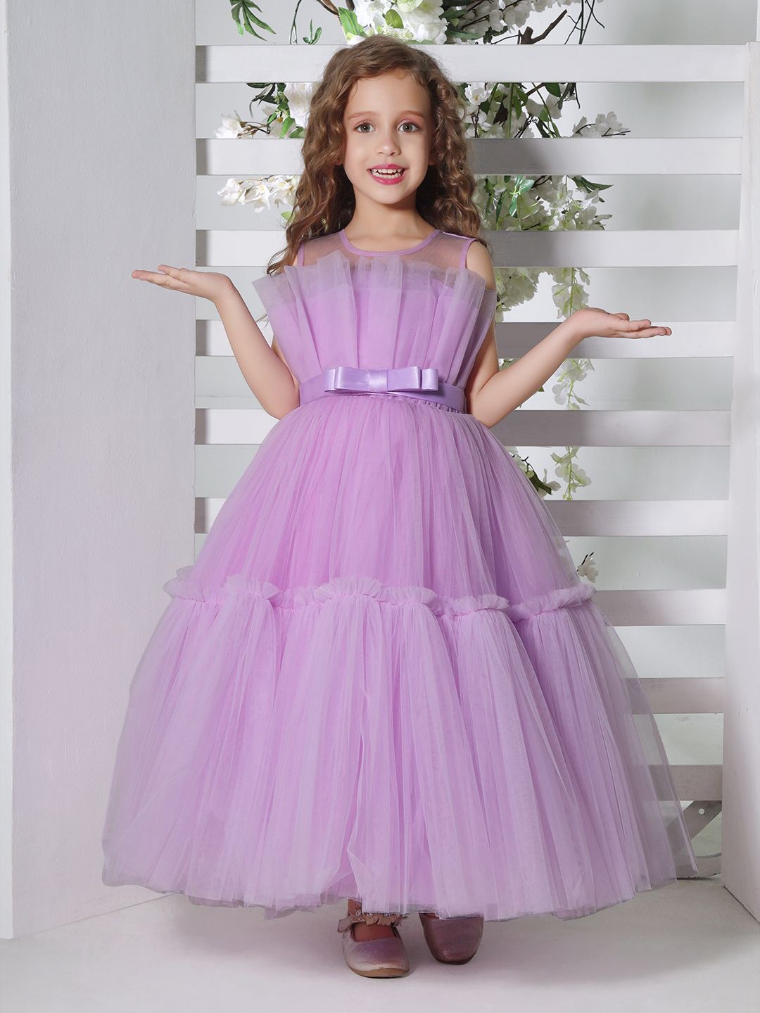 

Ministitch Girls Round Neck Sleeveless Maxi Dress, Purple