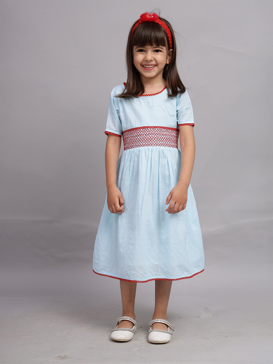 

Nature Nook Kids Girls Empire Cotton Midi Dress, Blue