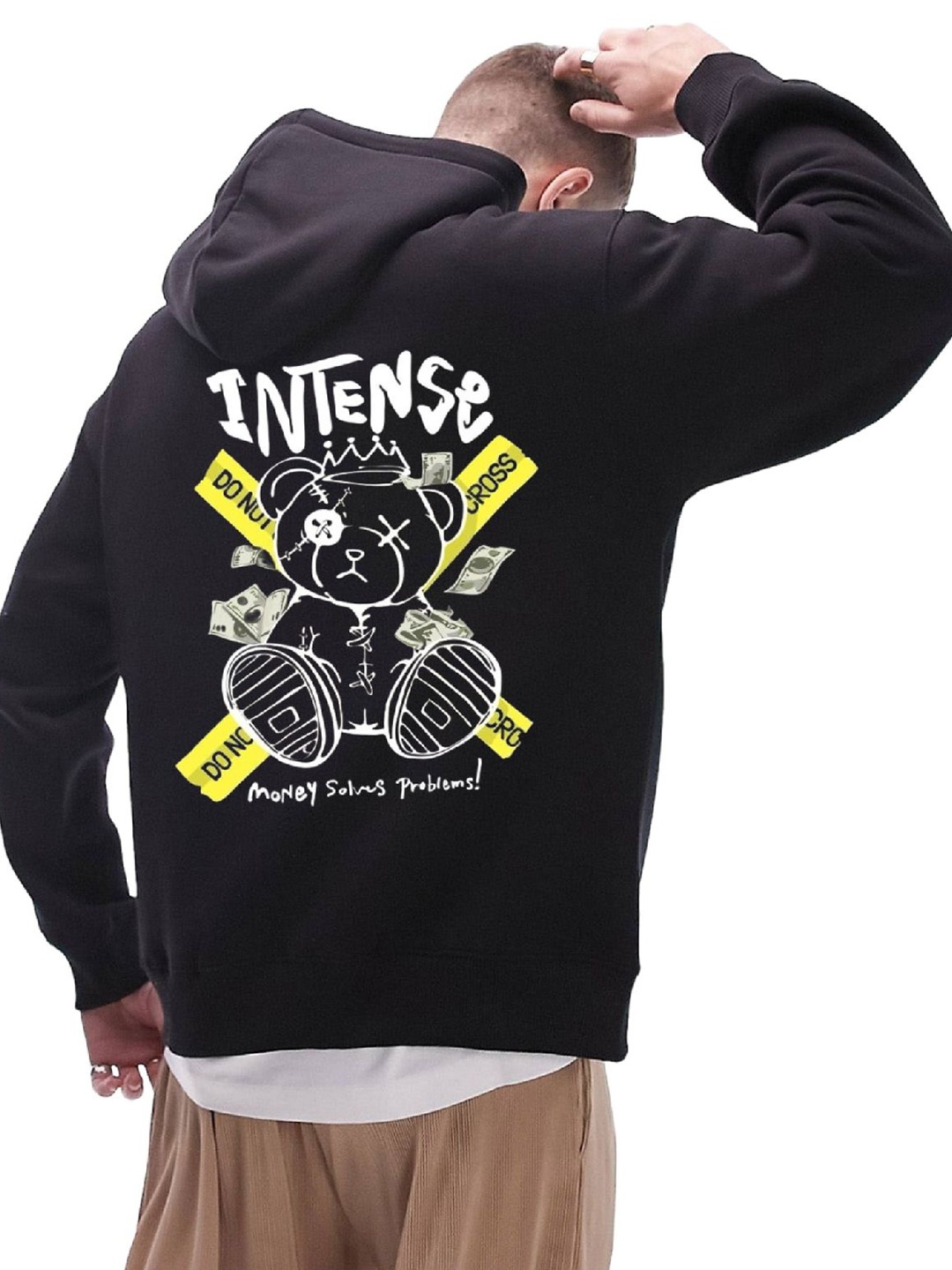 

Be Savage Men Printed Hooded Sweatshirt, Black
