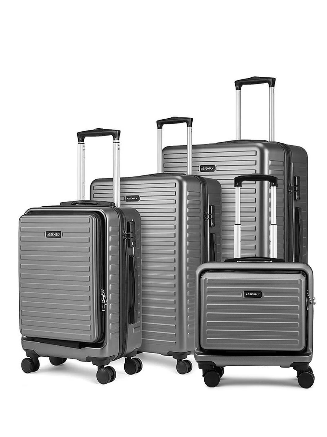 

Assembly Starkpro Unisex Pack Of 4 Green Hard Sided Trolley Bag, Grey